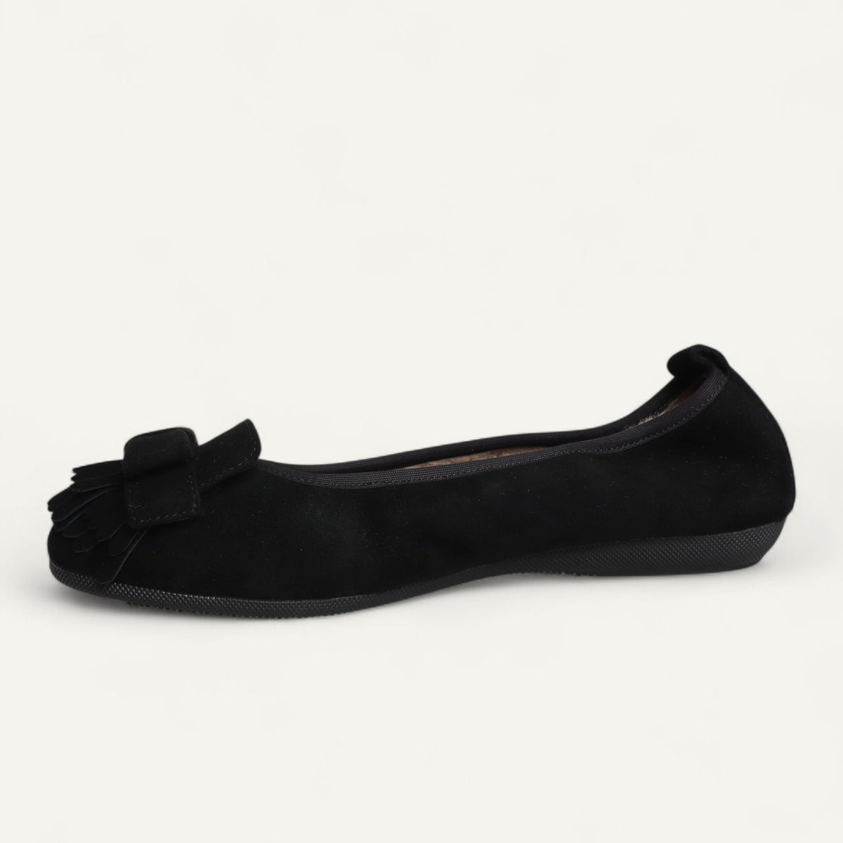 CAMBIO Winter women’s ballet flats in suede — Black, lambskin lining – C4-010