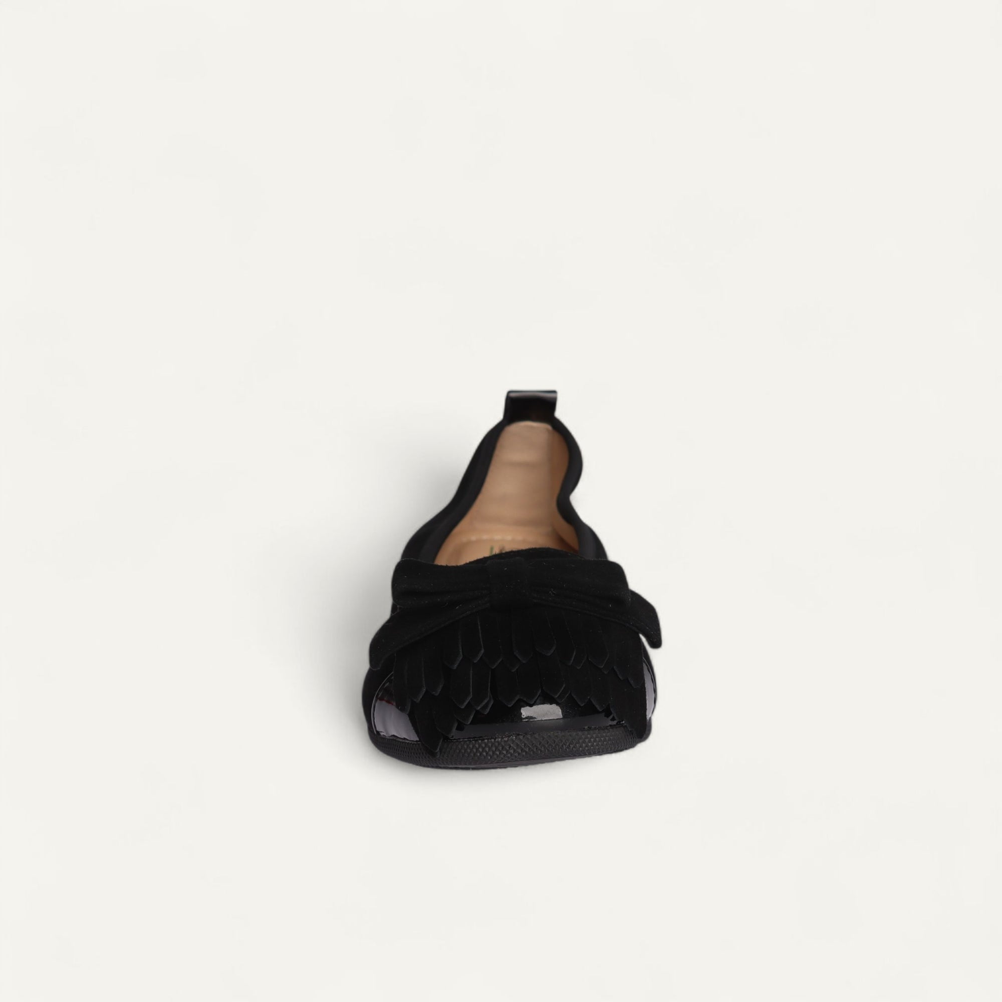CAMBIO Damen-Ballerinas aus Veloursleder in Schwarz mit Lackspitze CAMBIO Ballerinas