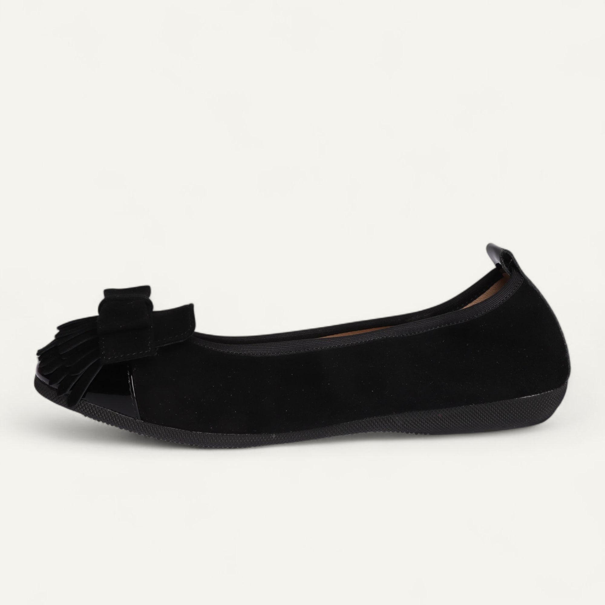 CAMBIO Damen-Ballerinas aus Veloursleder in Schwarz mit Lackspitze CAMBIO Ballerinas