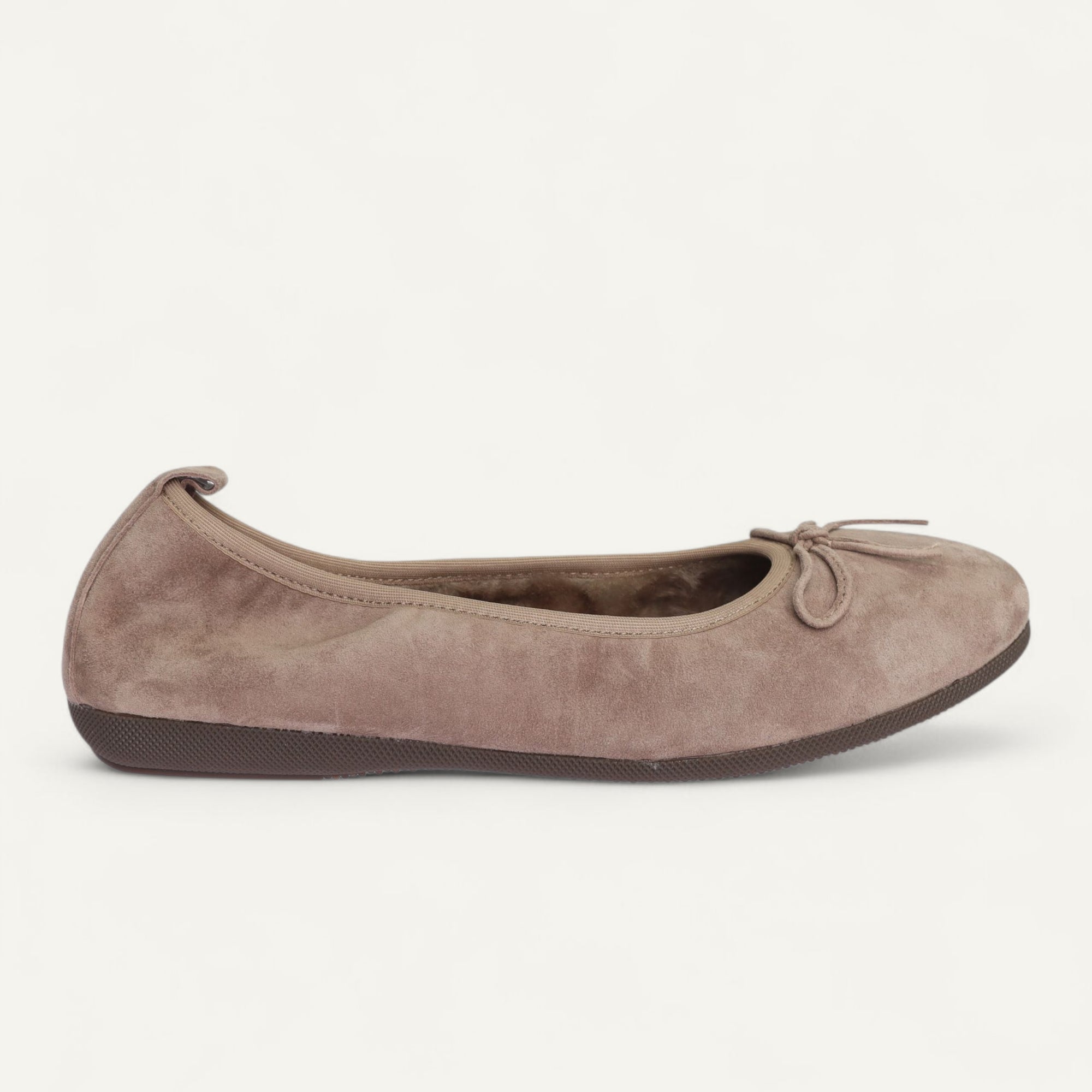 BASIC Winter Damen-Ballerinas aus Veloursleder in Taupe mit Lammfell – C5001-237 BASIC Winter Ballerinas