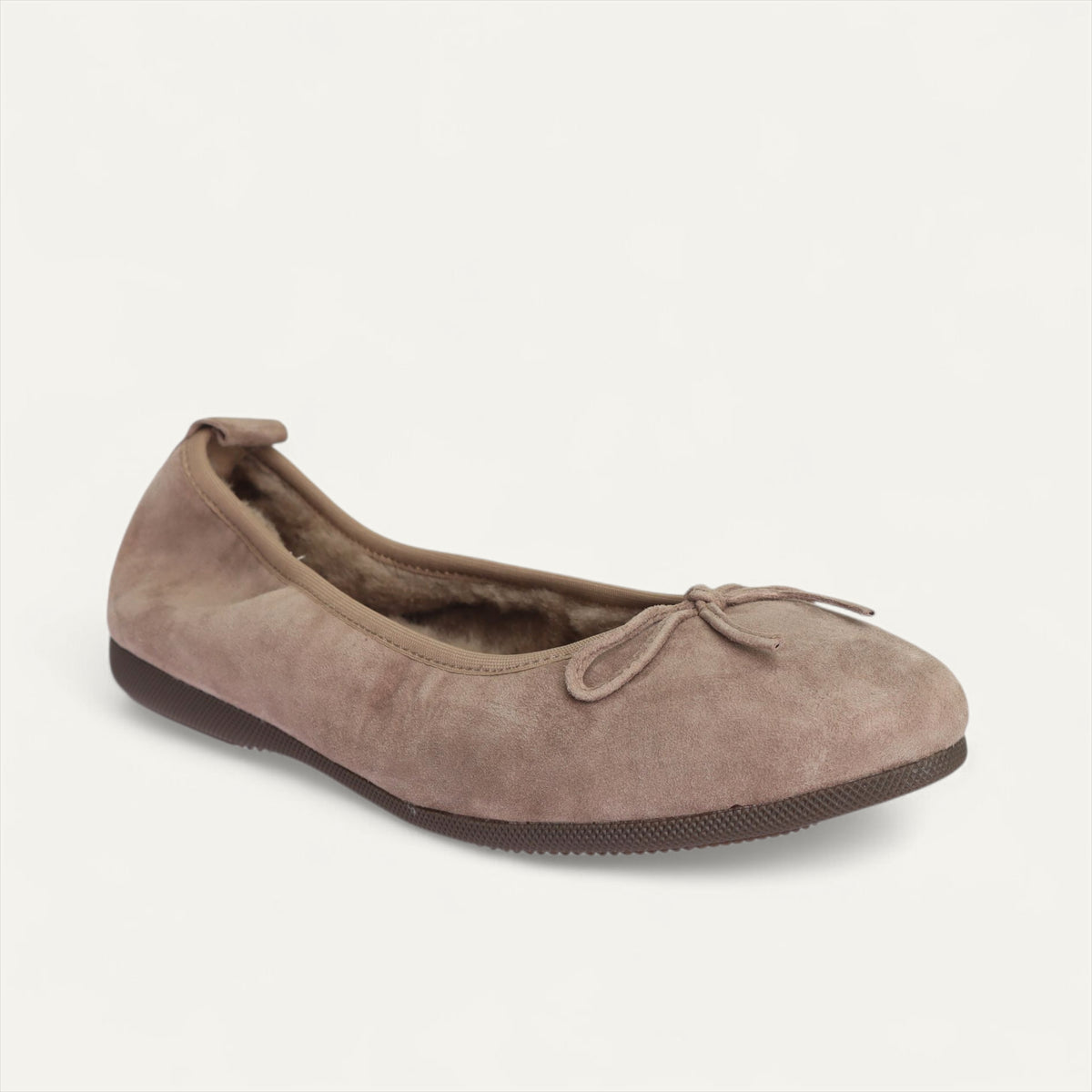 BASIC Winter Damen-Ballerinas aus Veloursleder in Taupe mit Lammfell – C5001-237 BASIC Winter Ballerinas
