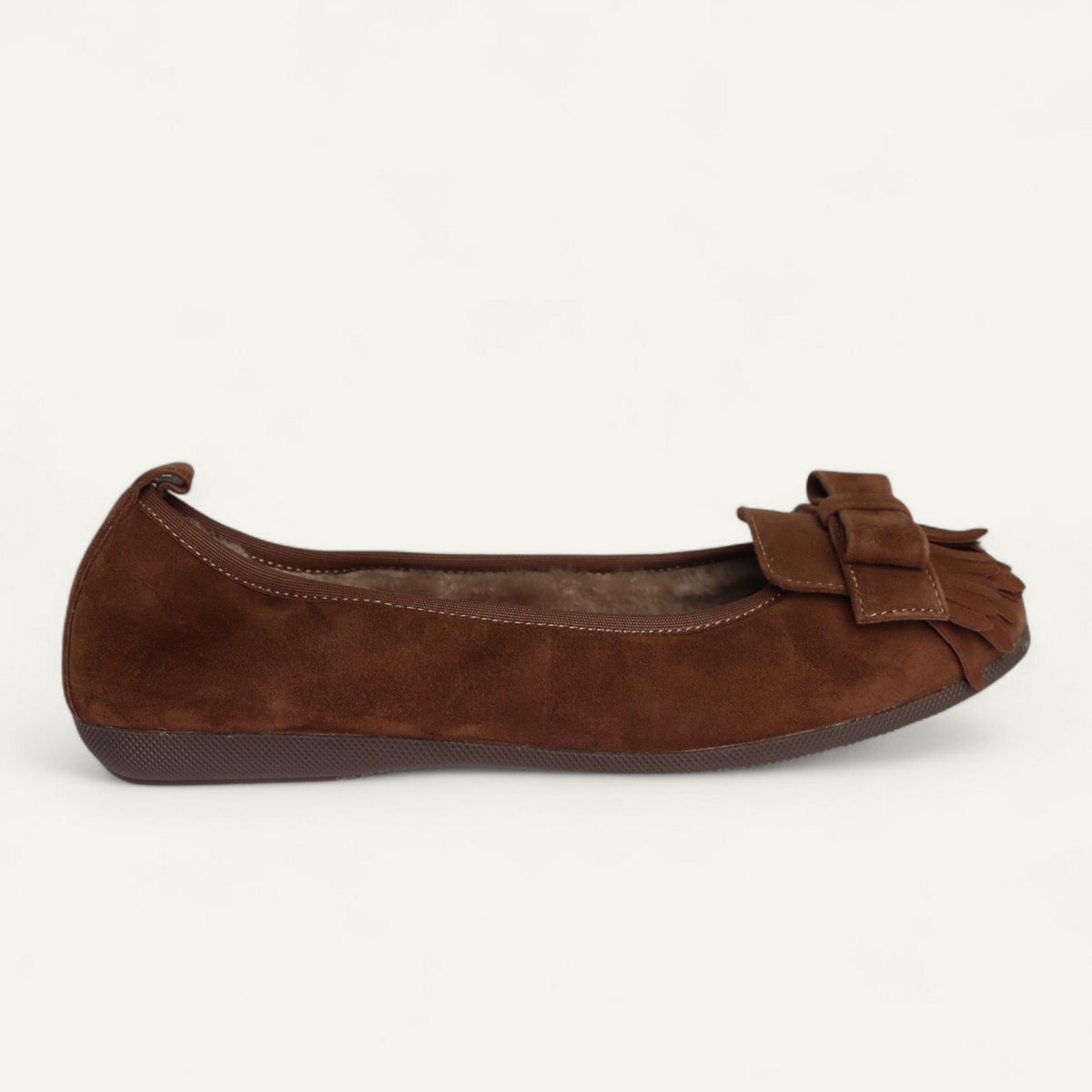 CAMBIO Winter women’s ballet flats in suede — Brown, lambskin lining – C9105-239
