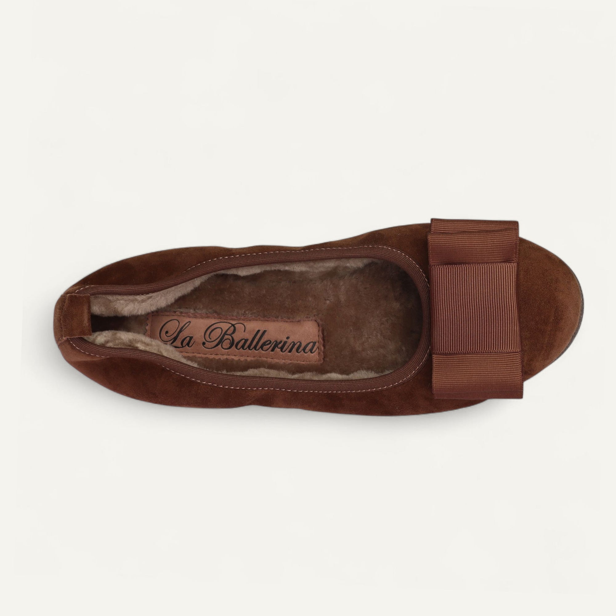 CAMBIO Winter women’s ballet flats in suede — Brown, lambskin lining – C9105-239
