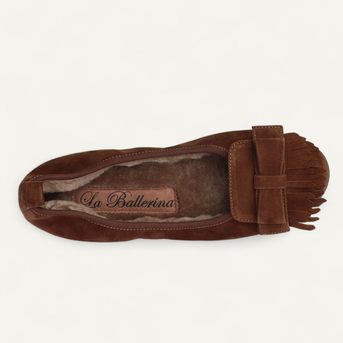 CAMBIO Winter women’s ballet flats in suede — Brown, lambskin lining – C9105-239