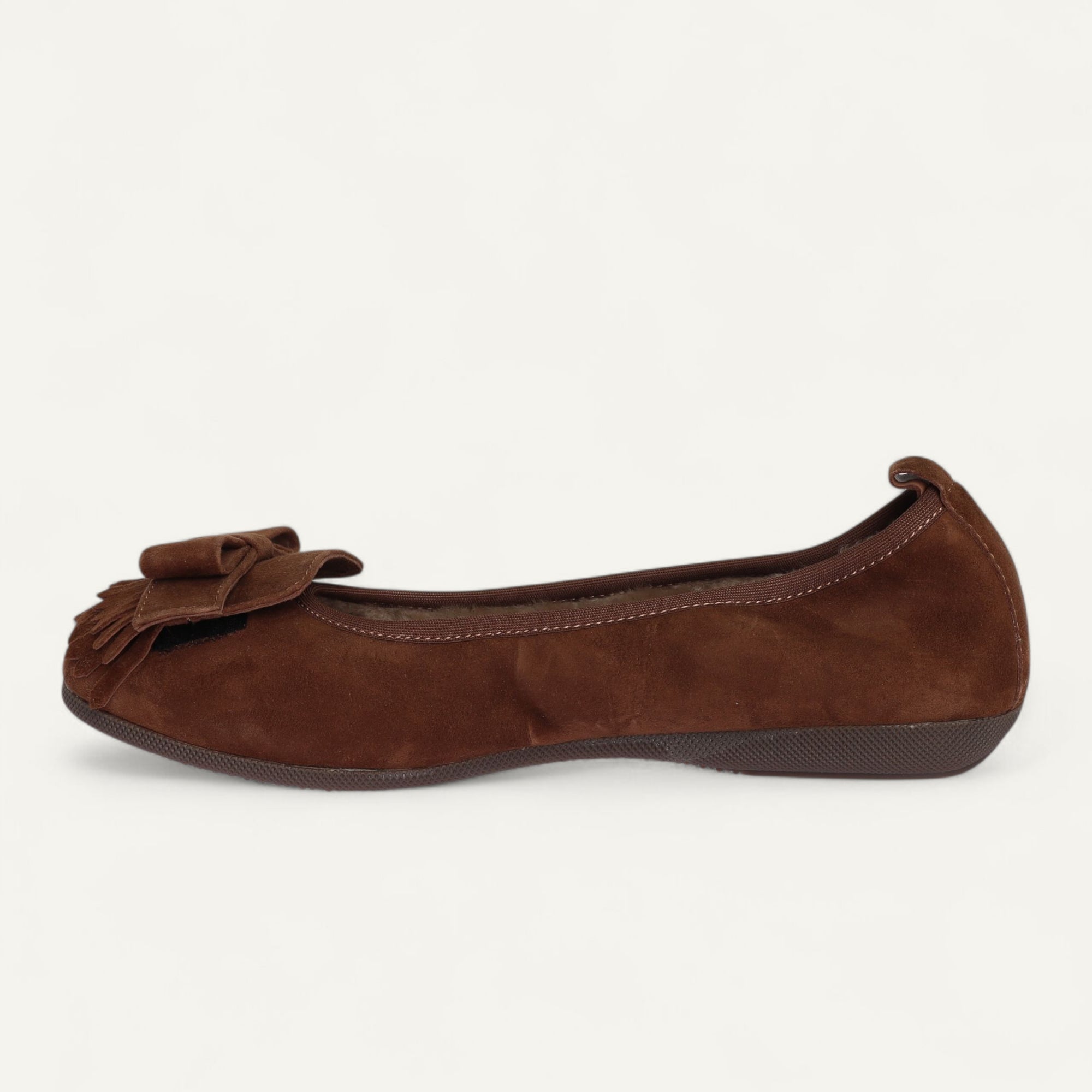 CAMBIO Winter women’s ballet flats in suede — Brown, lambskin lining – C9105-239