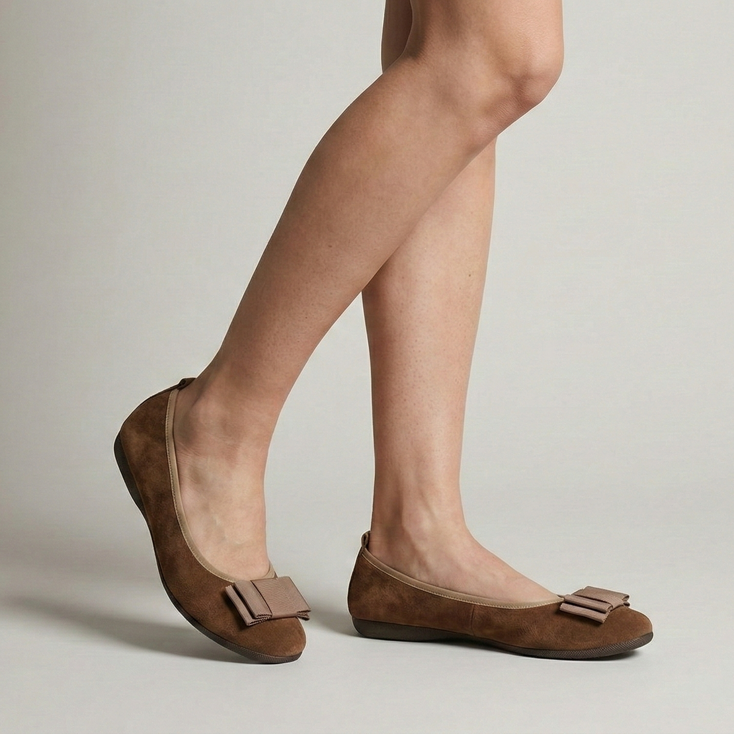 13W💕 La Ballerina CAMBIO – Camel Damen-Ballerinas aus Velourseder, warmgefüttert für Winter