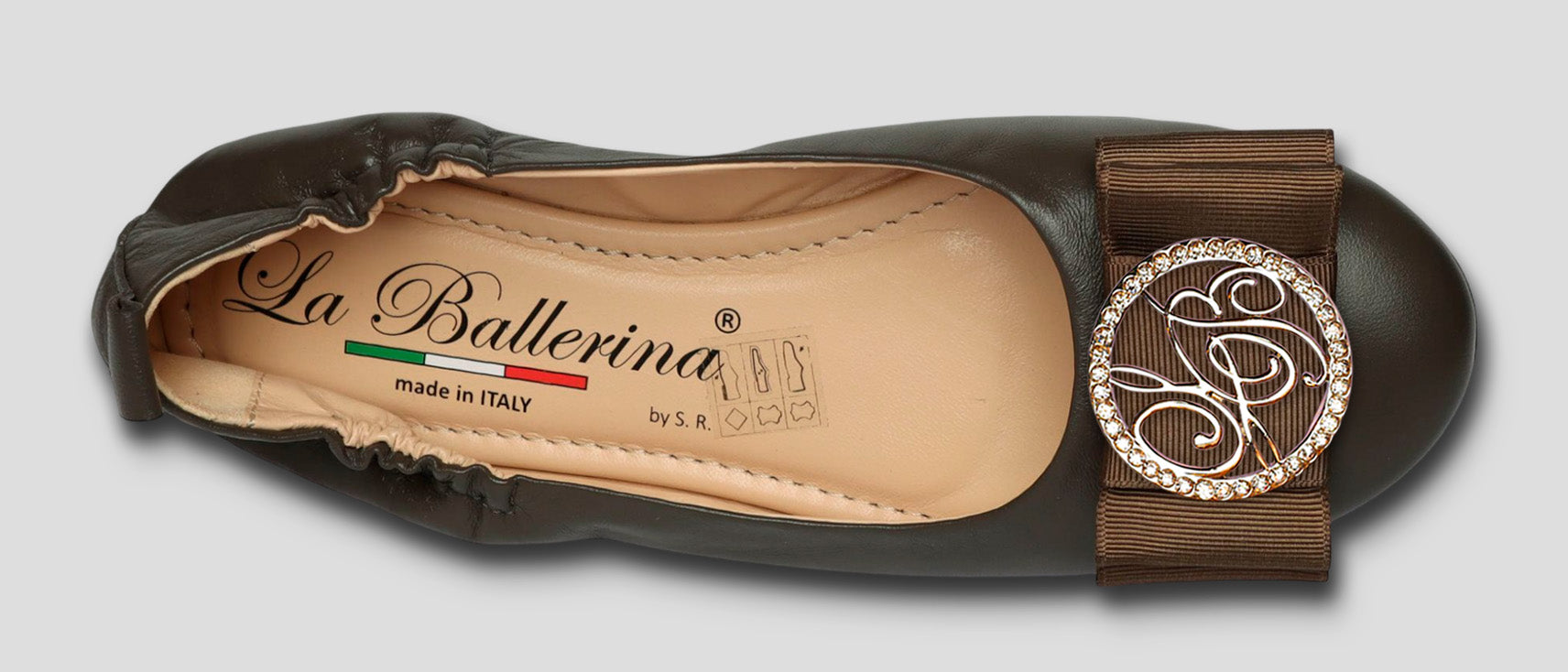 La Ballerina Soft – Bequeme Damen-Ballerinas aus Leder mit Elastik braun [32] - La Ballerina