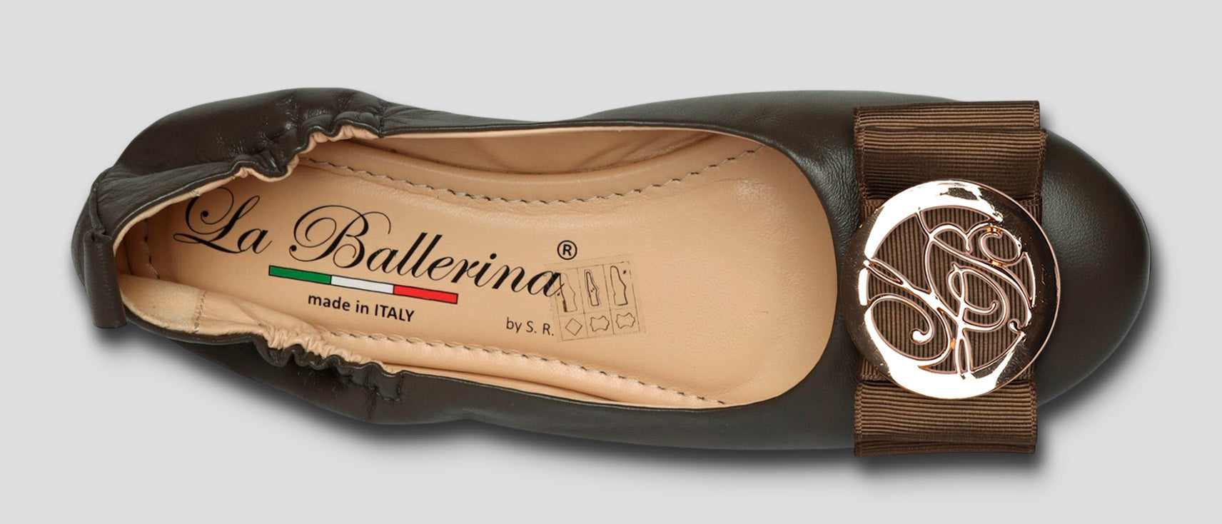 La Ballerina Soft – Bequeme Damen-Ballerinas aus Leder mit Elastik braun [32] - La Ballerina