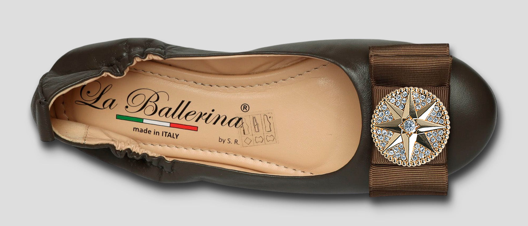 La Ballerina Soft – Bequeme Damen-Ballerinas aus Leder mit Elastik braun [32] - La Ballerina