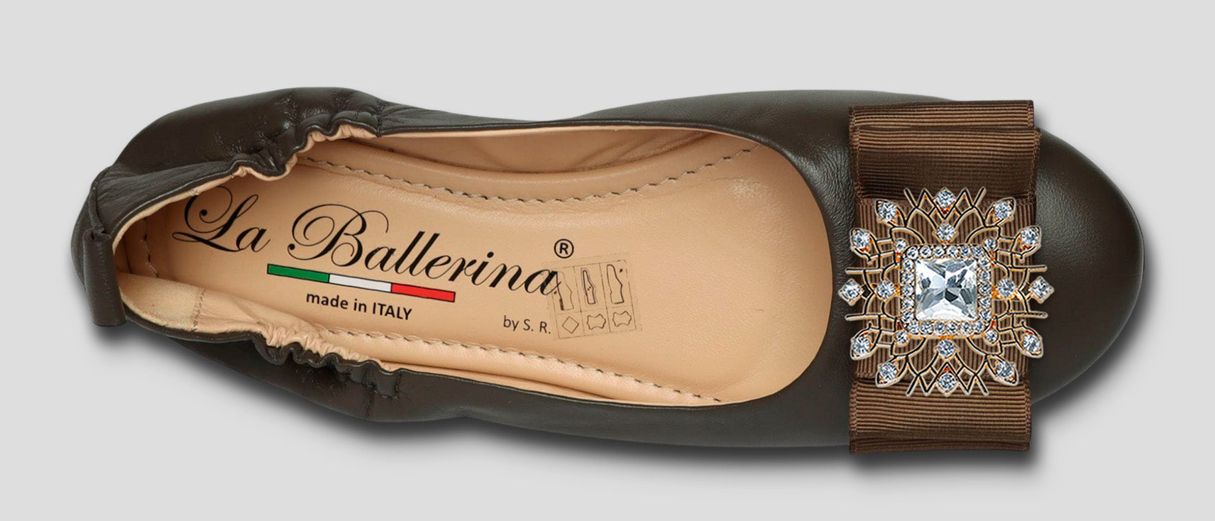La Ballerina Soft – Bequeme Damen-Ballerinas aus Leder mit Elastik braun [32] - La Ballerina