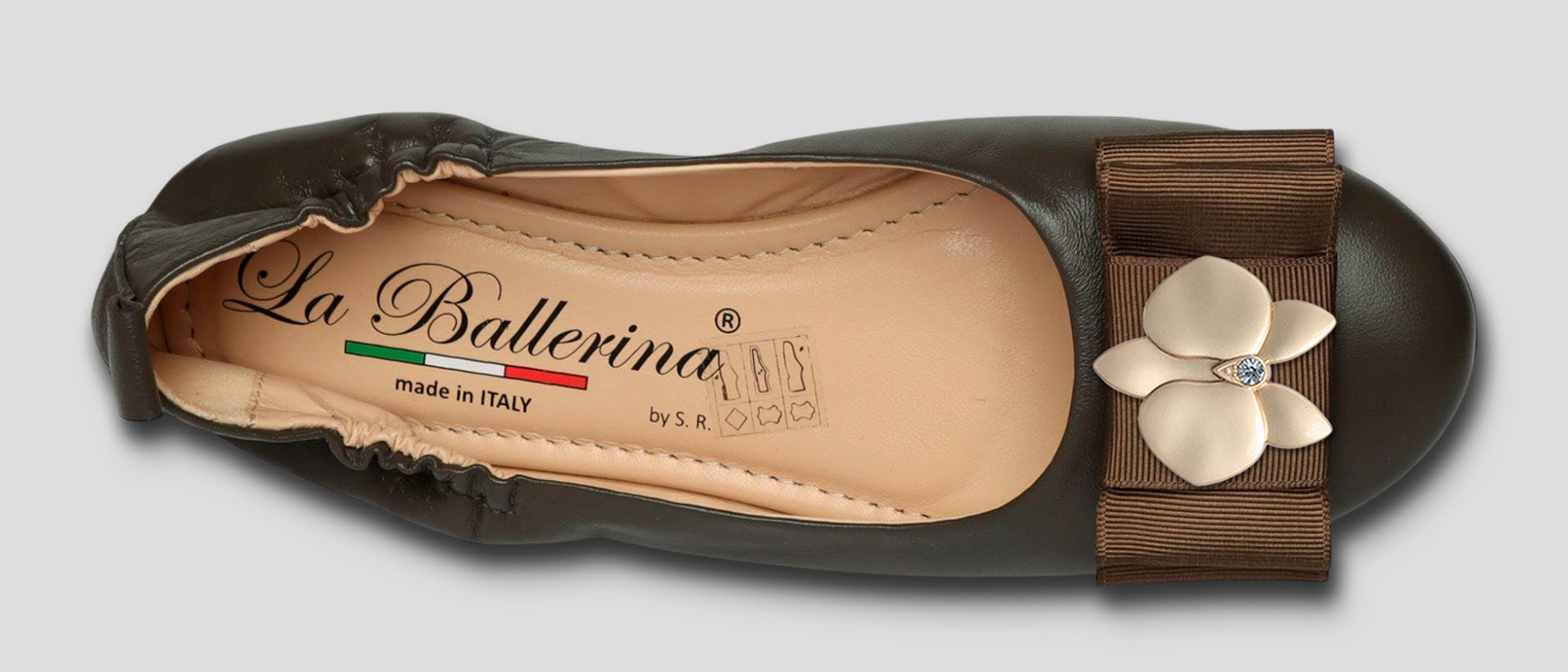 La Ballerina Soft – Bequeme Damen-Ballerinas aus Leder mit Elastik braun [32] - La Ballerina