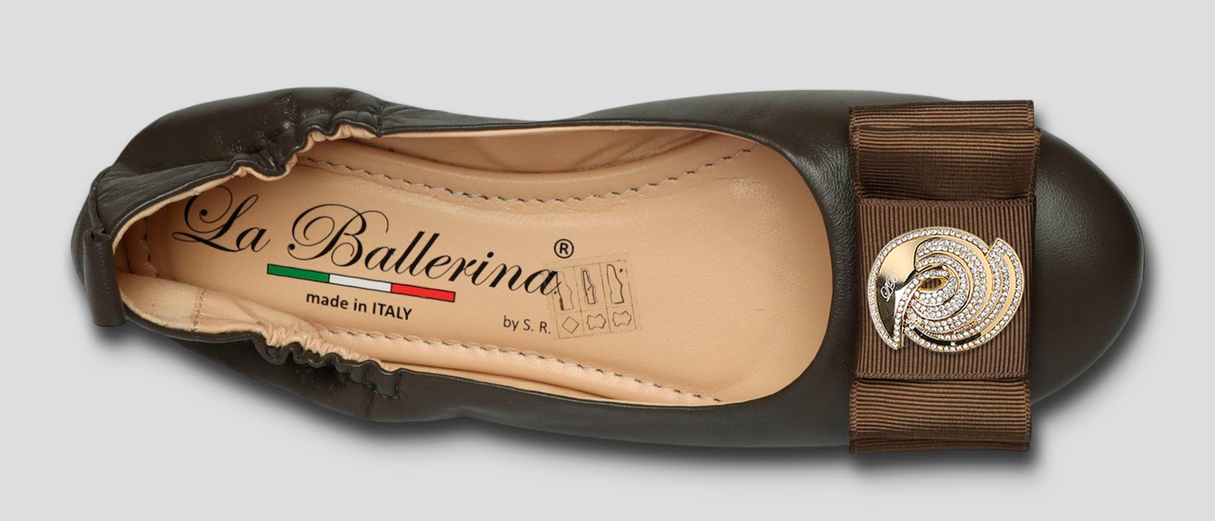 La Ballerina Soft – Bequeme Damen-Ballerinas aus Leder mit Elastik braun [32] - La Ballerina