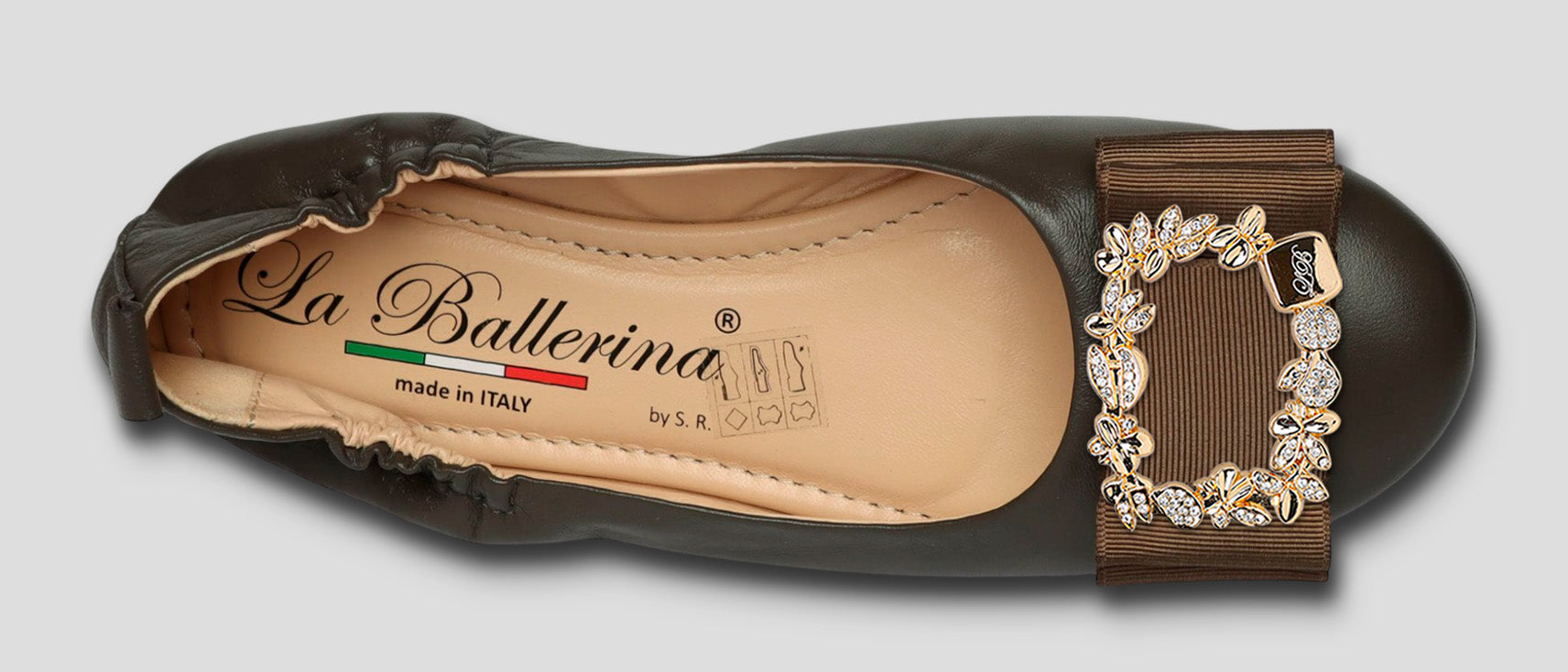 La Ballerina Soft – Bequeme Damen-Ballerinas aus Leder mit Elastik braun [32] - La Ballerina
