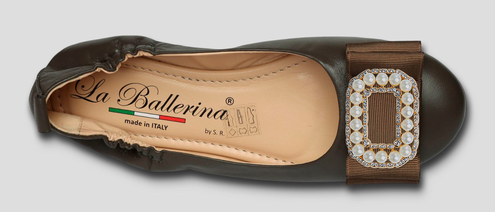 La Ballerina Soft – Bequeme Damen-Ballerinas aus Leder mit Elastik braun [32] - La Ballerina