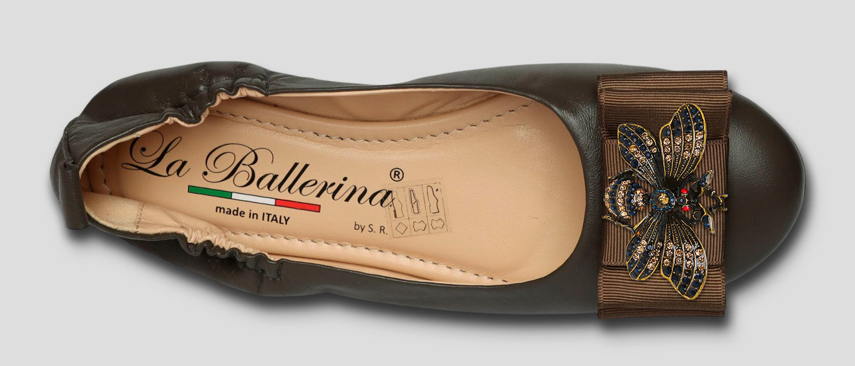 La Ballerina Soft – Bequeme Damen-Ballerinas aus Leder mit Elastik braun [32] - La Ballerina