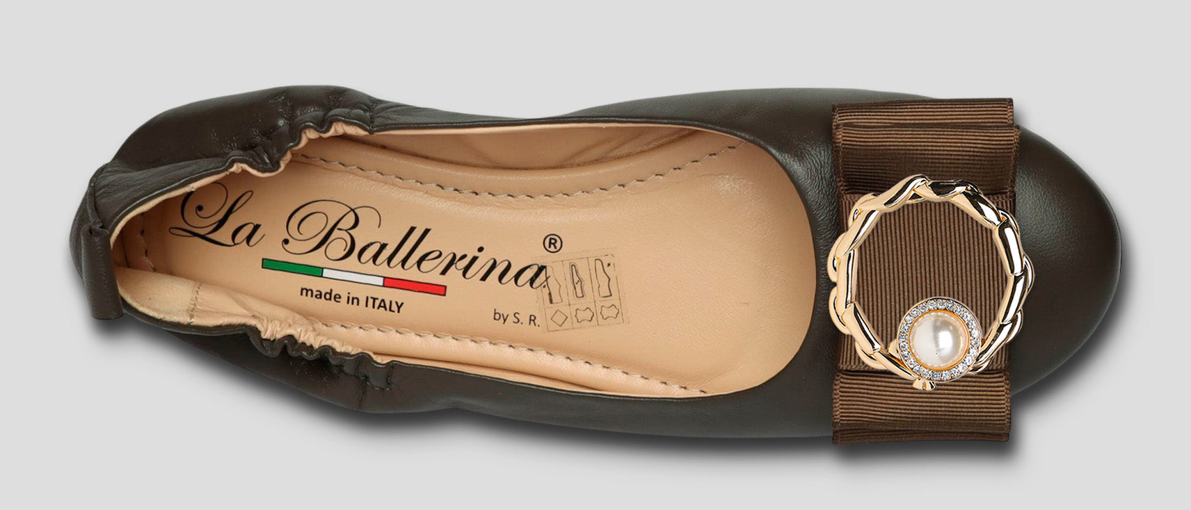 La Ballerina Soft – Bequeme Damen-Ballerinas aus Leder mit Elastik braun [32] - La Ballerina