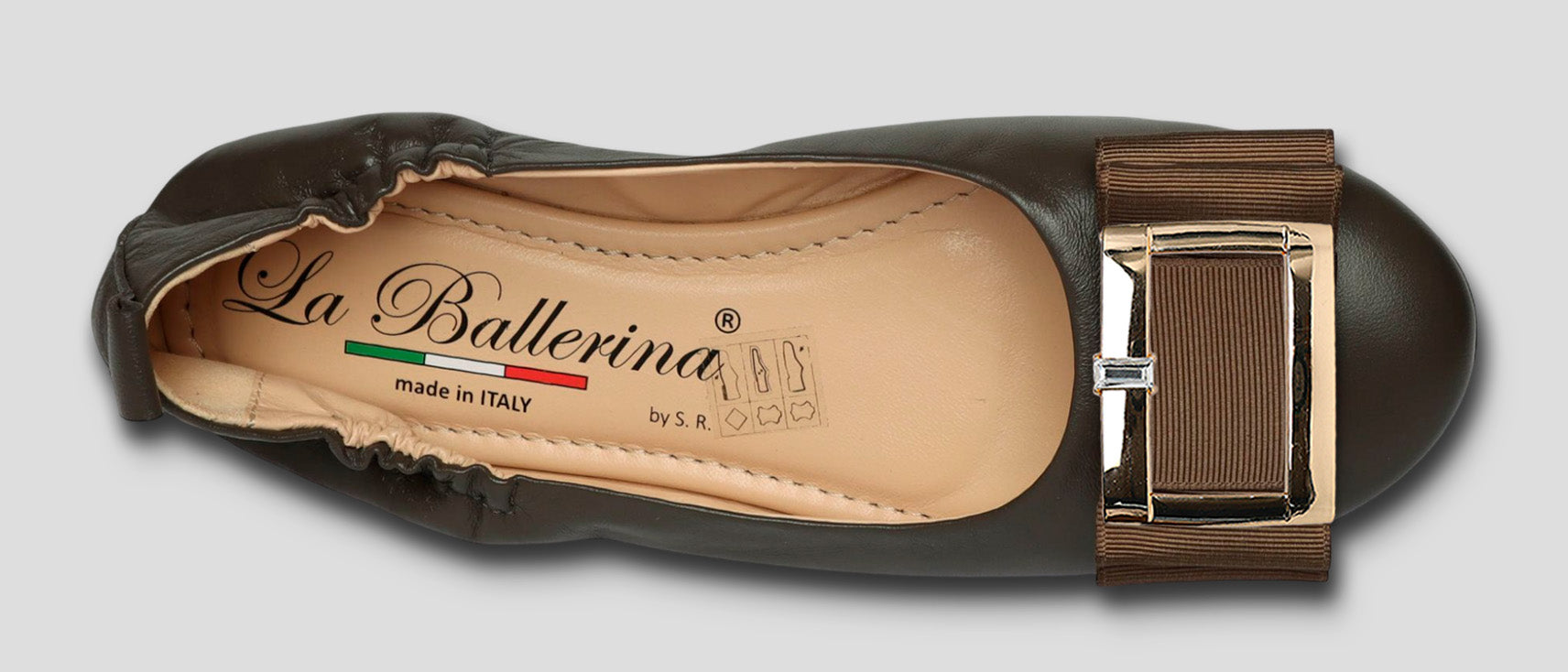 La Ballerina Soft – Bequeme Damen-Ballerinas aus Leder mit Elastik braun [32] - La Ballerina