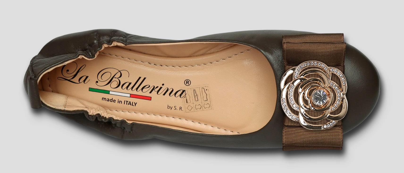 La Ballerina Soft – Bequeme Damen-Ballerinas aus Leder mit Elastik braun [32] - La Ballerina