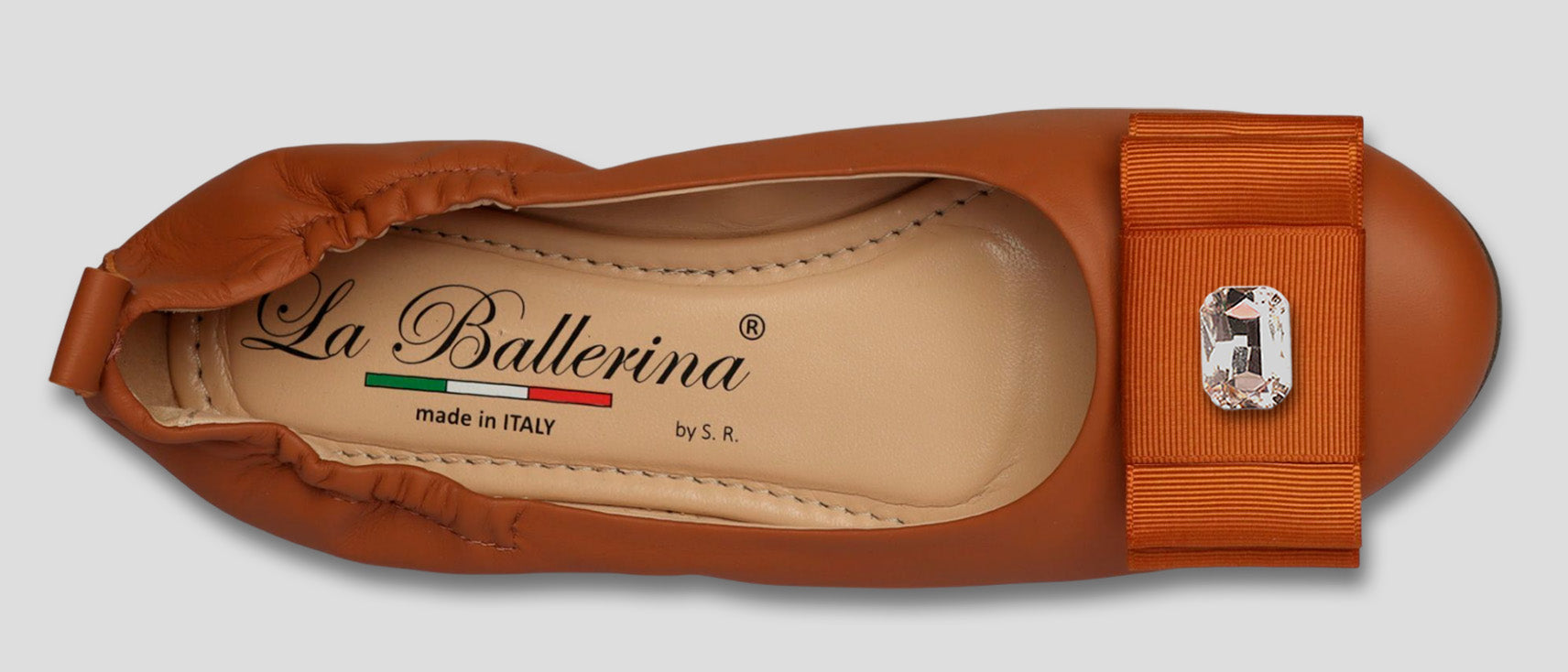 La Ballerina by Sonja Ricci – Damen Ballerinas aus Leder in braun mit feste Schnalle (44) - La Ballerina
