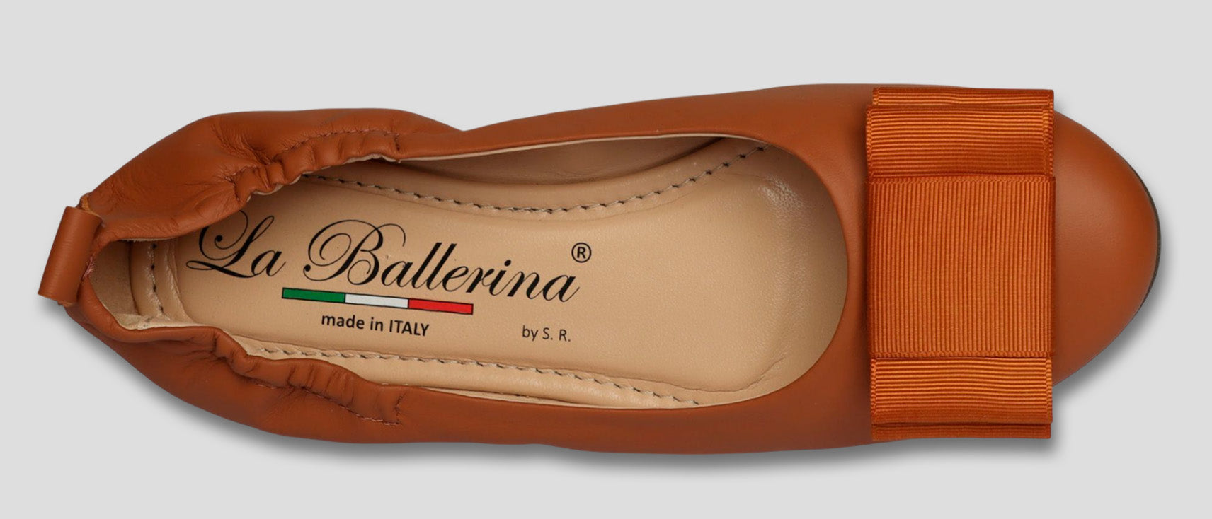 La Ballerina by Sonja Ricci – Damen Ballerinas aus Leder in braun mit feste Schnalle (44) - La Ballerina