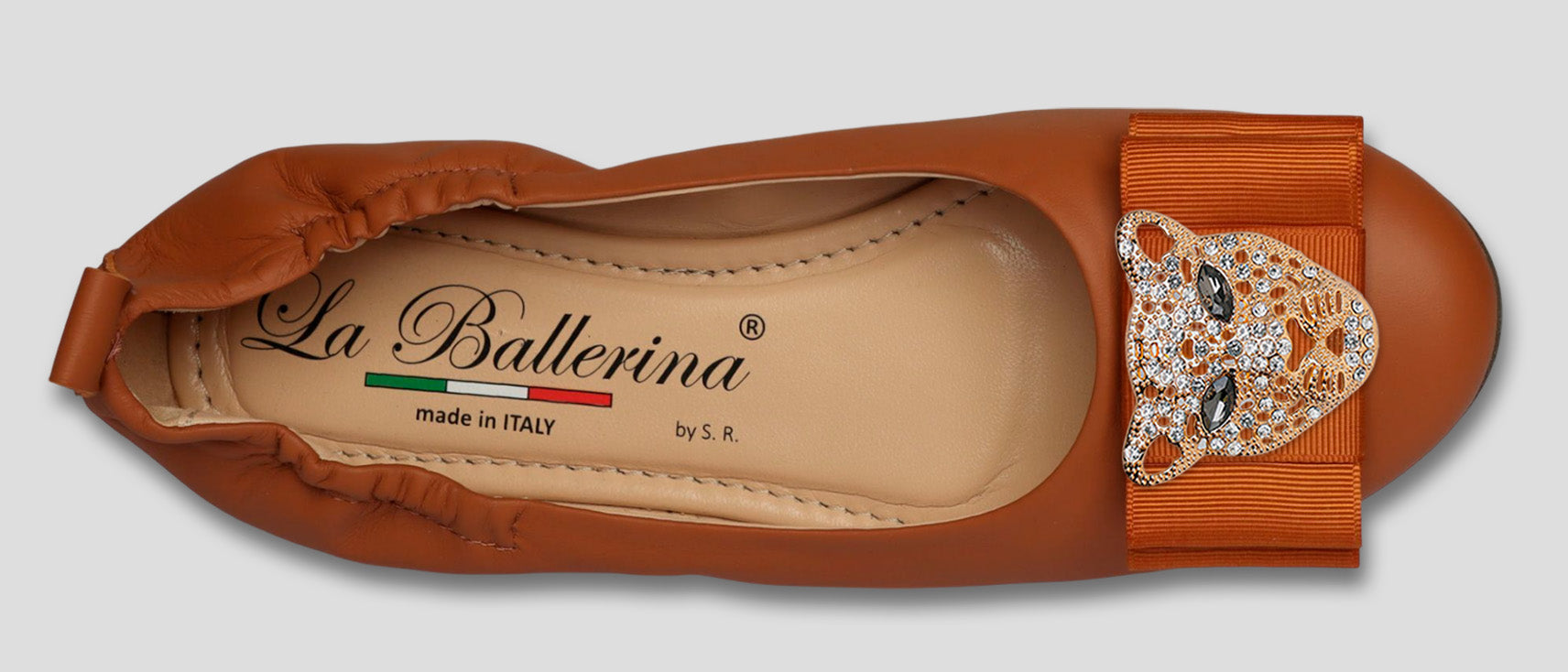 La Ballerina by Sonja Ricci – Damen Ballerinas aus Leder in braun mit feste Schnalle (44) - La Ballerina