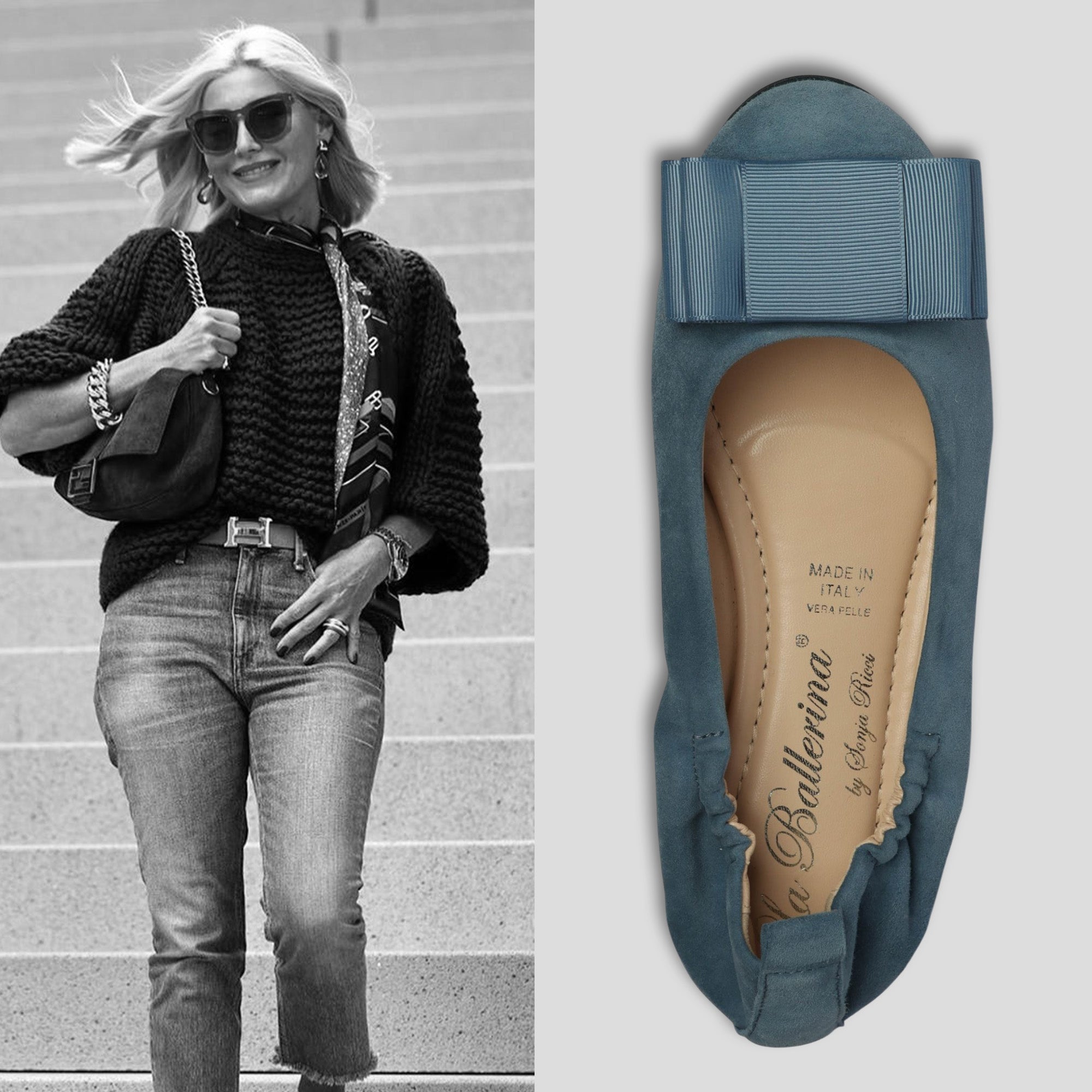 La Ballerina CAMBIO Soft – Blaue Veloursleder-Ballerinas mit austauschbarer Schnalle | Bequeme Damen-Schuhe (13) - La Ballerina