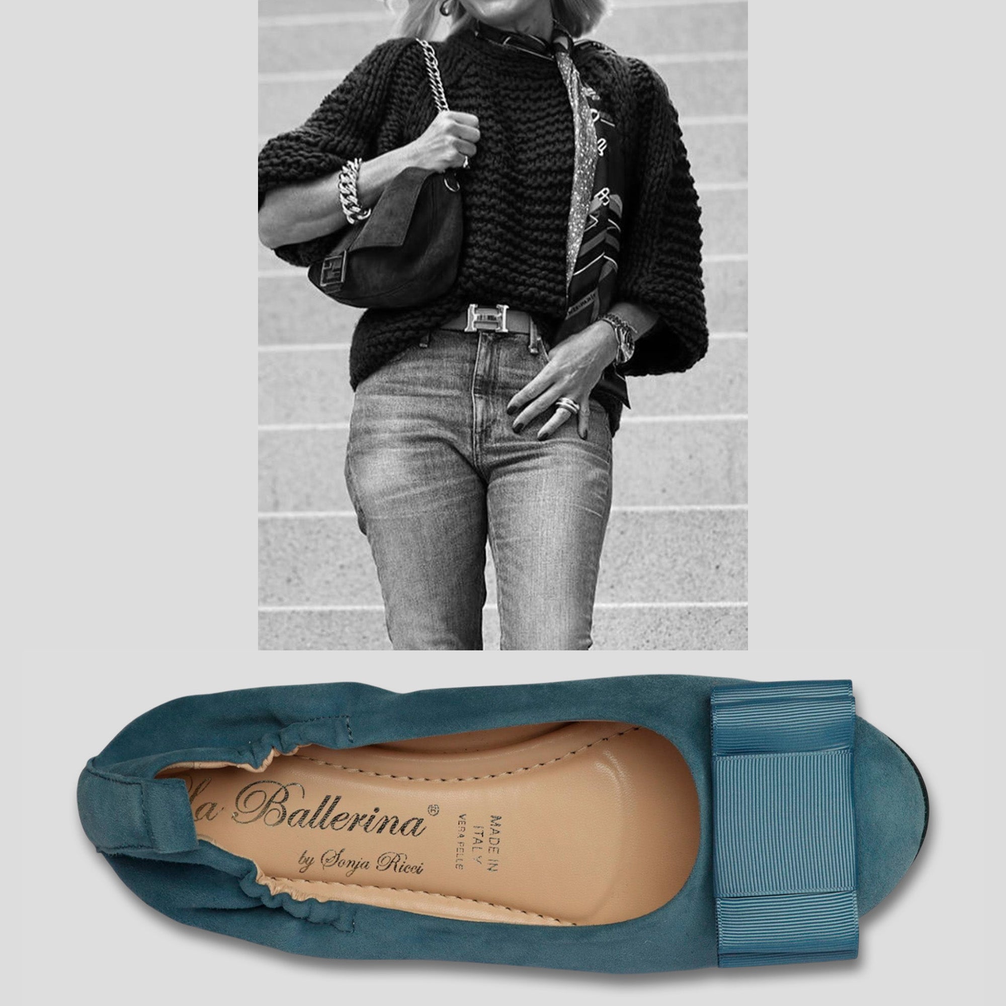 La Ballerina CAMBIO Soft – Blaue Veloursleder-Ballerinas mit austauschbarer Schnalle | Bequeme Damen-Schuhe (13)