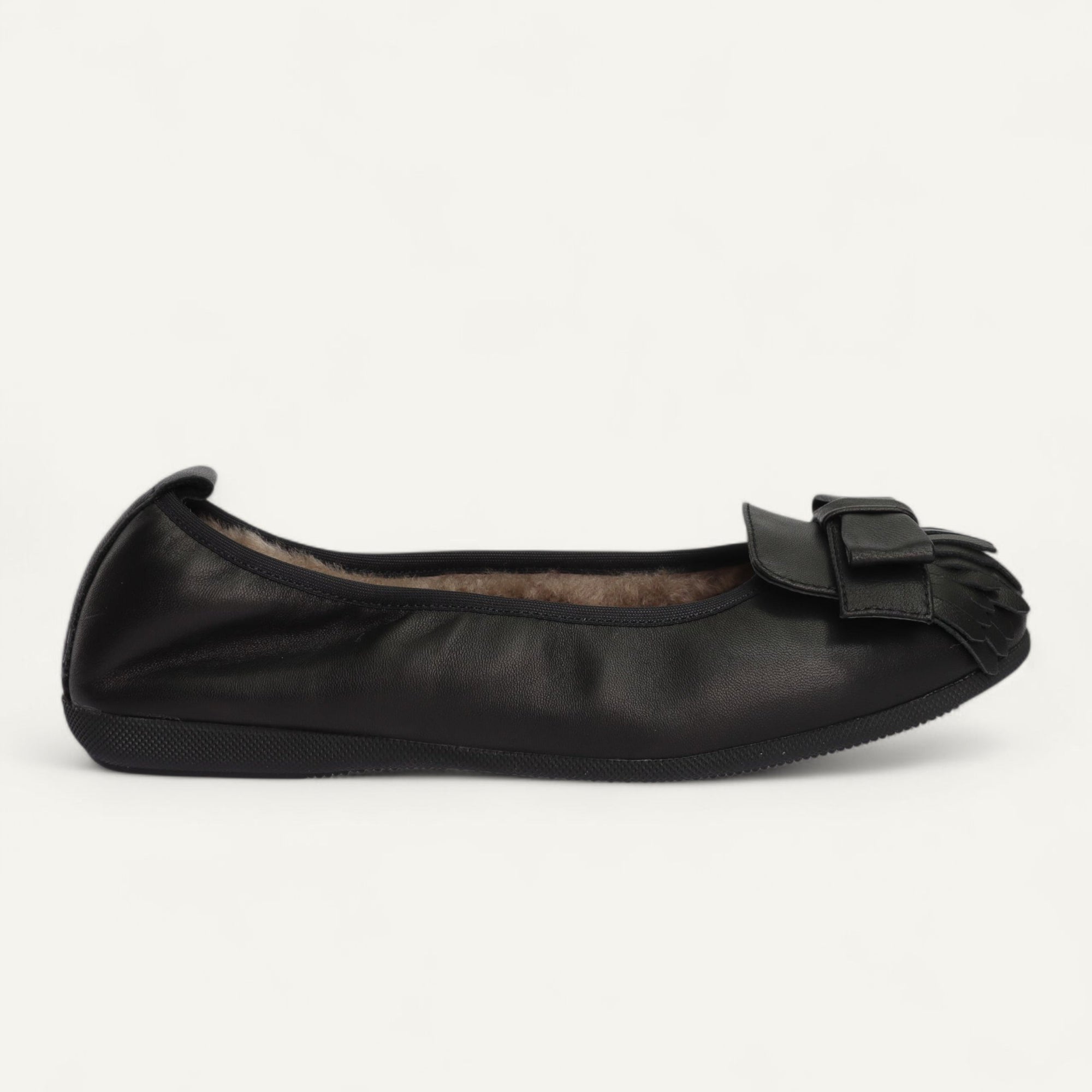 CAMBIO Winter women’s ballet flats in nappa leather — Black, lambskin lining – N11-010