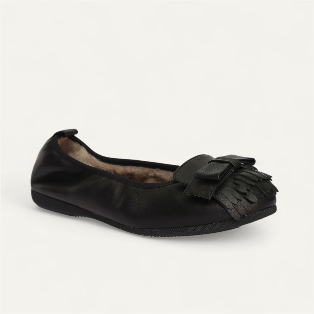 CAMBIO Winter women’s ballet flats in nappa leather — Black, lambskin lining – N11-010