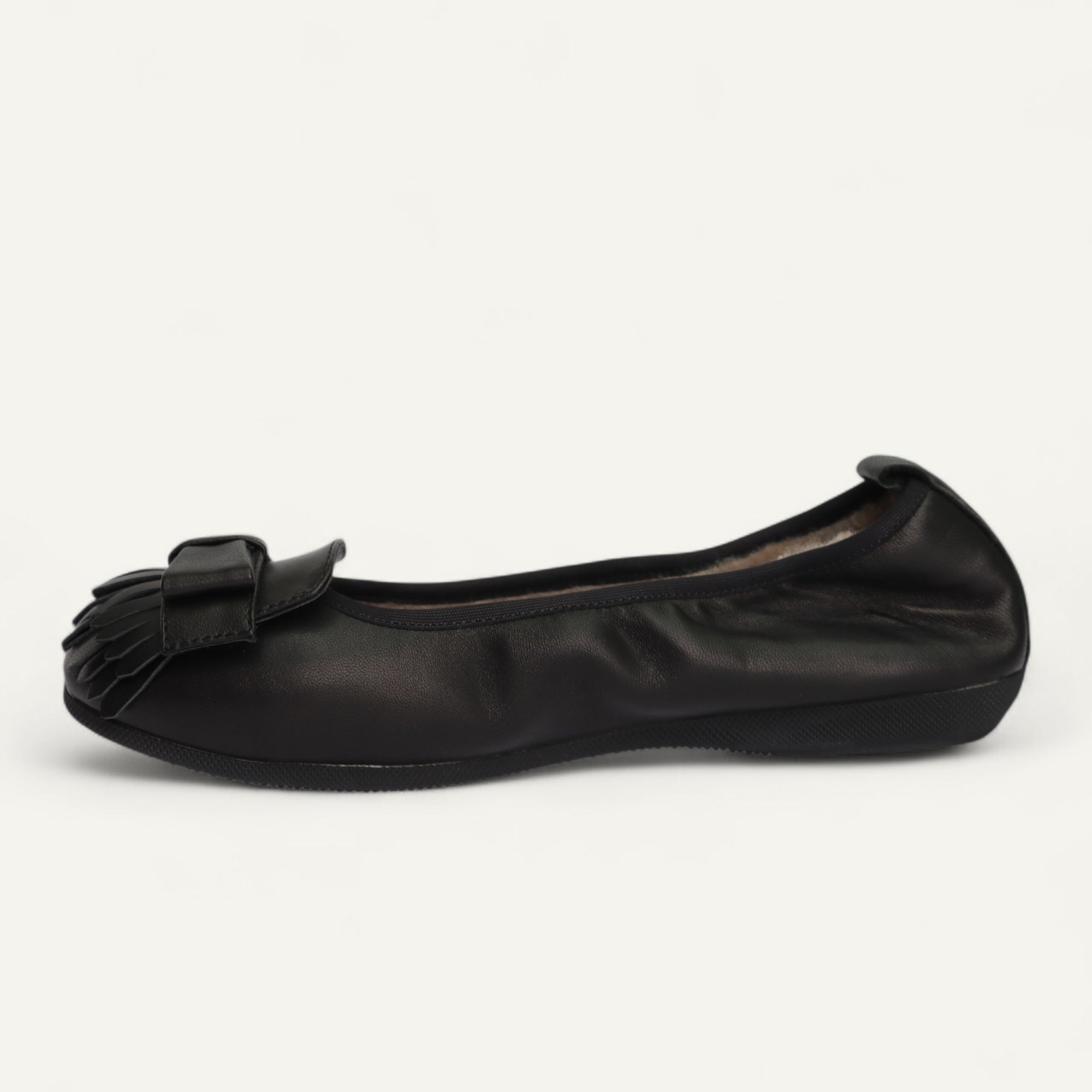 CAMBIO Winter women’s ballet flats in nappa leather — Black, lambskin lining – N11-010