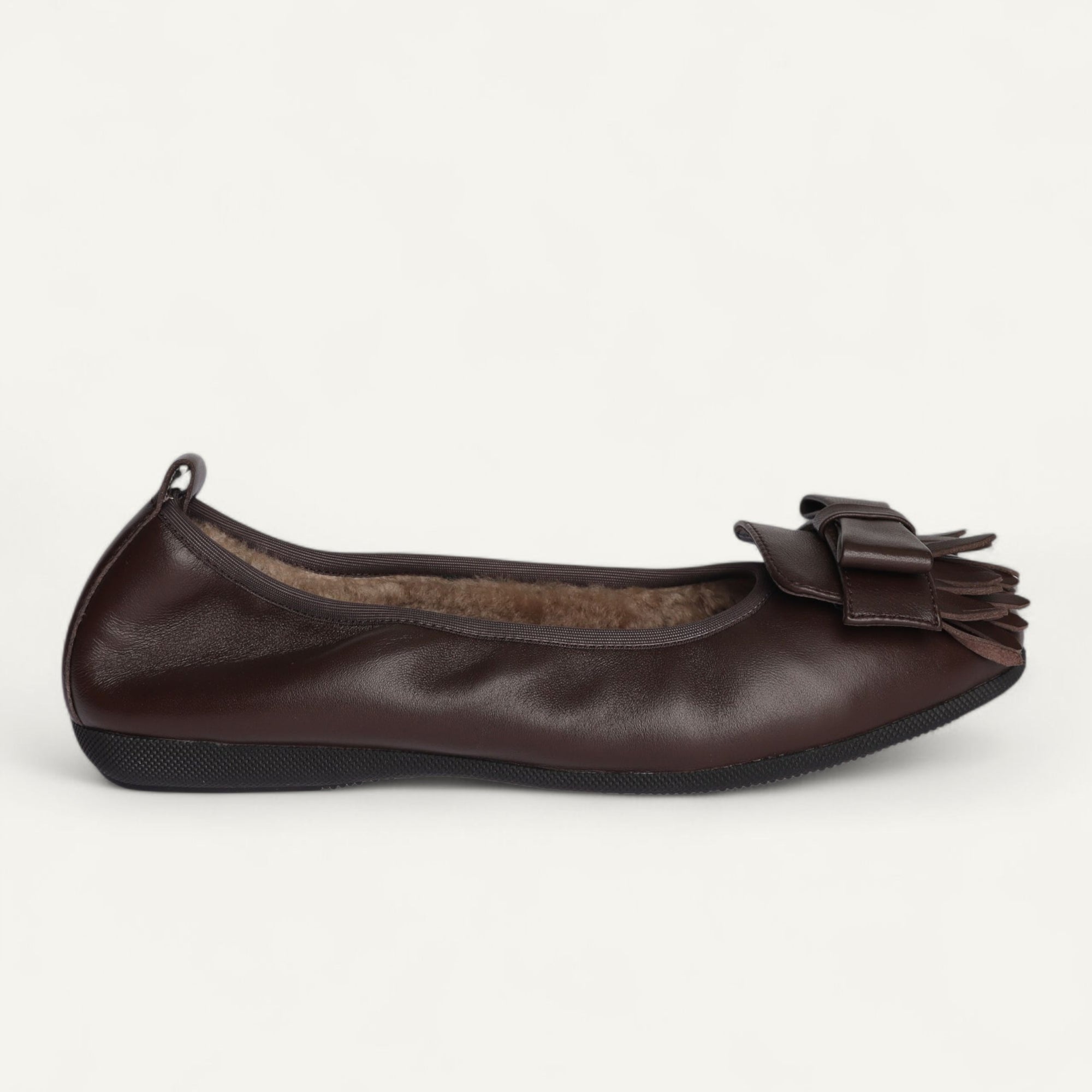 CAMBIO Winter women’s ballet flats in nappa leather — Brown, lambskin lining – N16-245