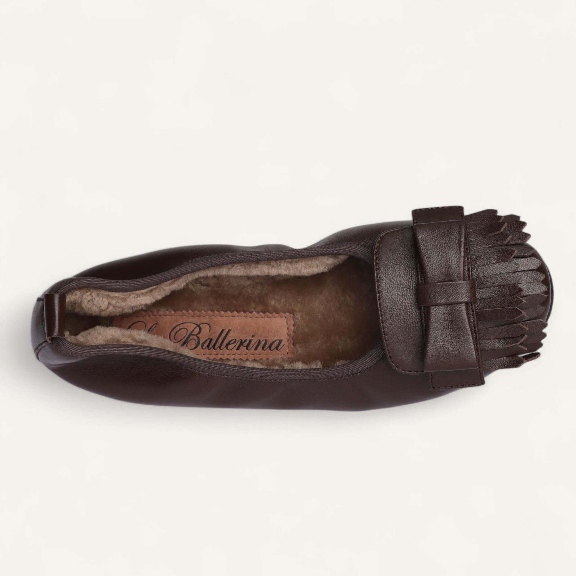 CAMBIO Winter women’s ballet flats in nappa leather — Brown, lambskin lining – N16-245