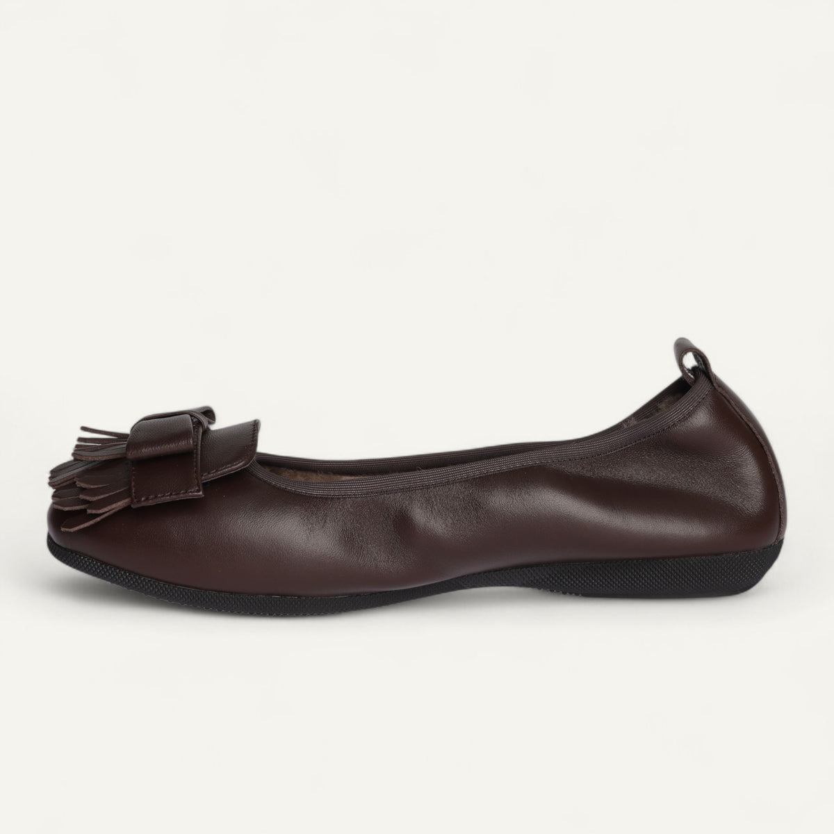 CAMBIO Winter women’s ballet flats in nappa leather — Brown, lambskin lining – N16-245