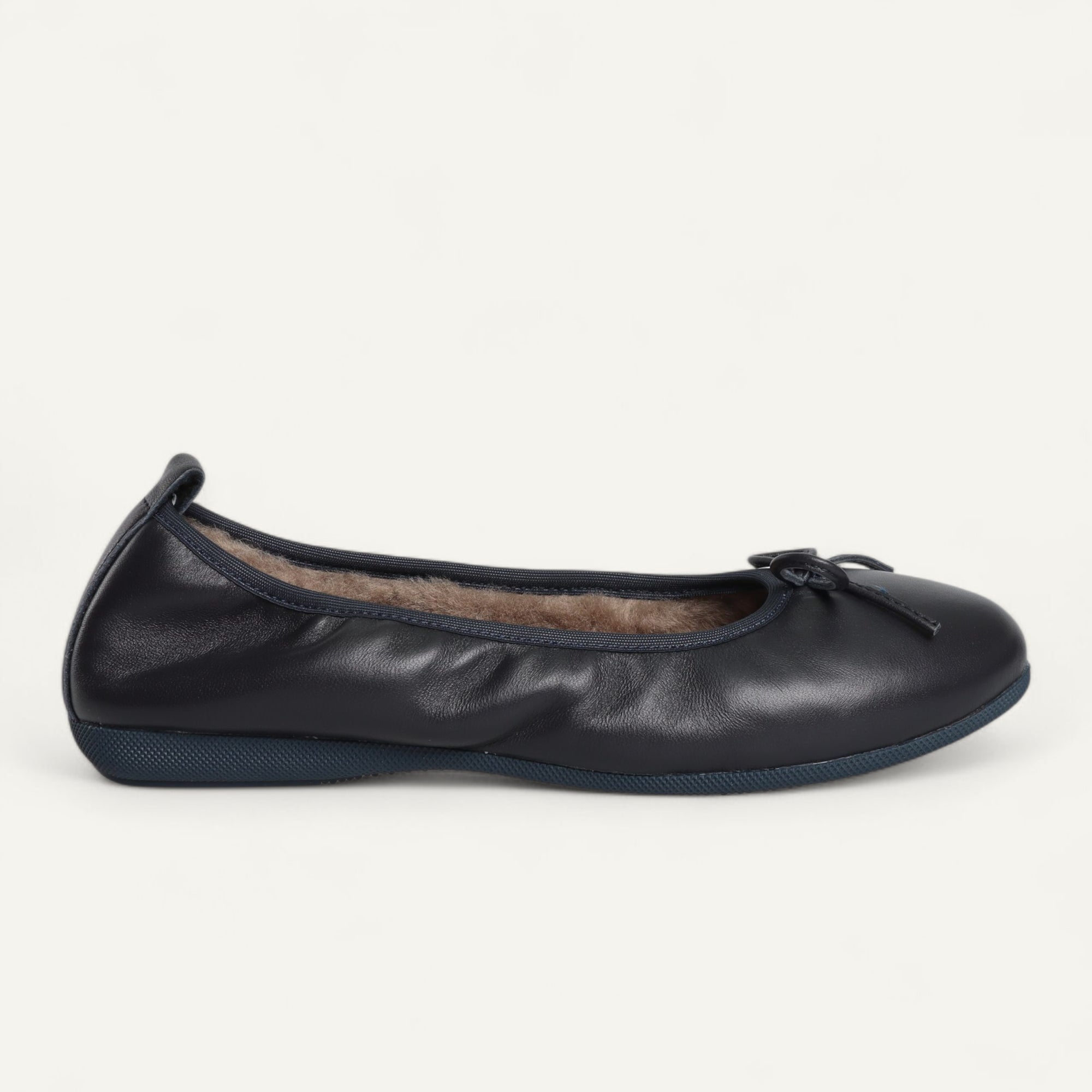 BASIC Winter Damen-Ballerinas aus Nappaleder in Blau mit Lammfell – N2-118 BASIC Winter Ballerinas