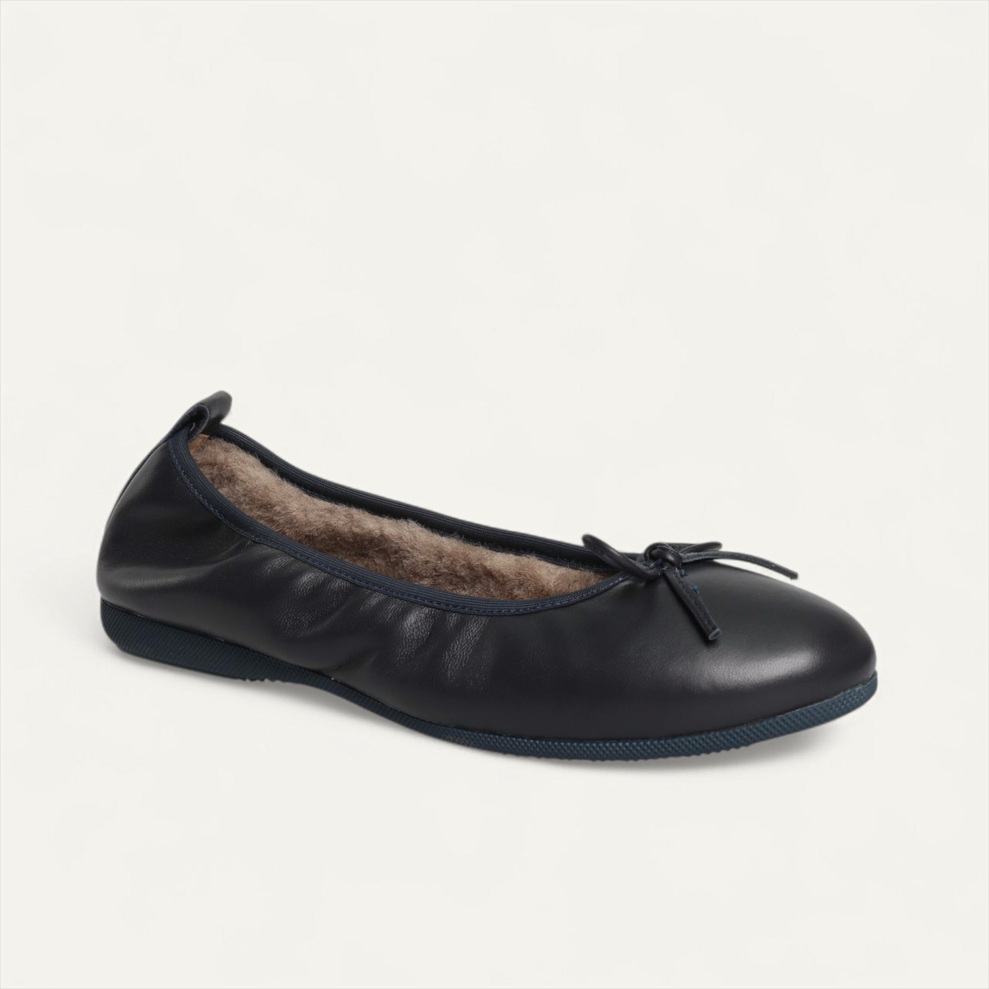 BASIC Winter Damen-Ballerinas aus Nappaleder in Blau mit Lammfell – N2-118 BASIC Winter Ballerinas