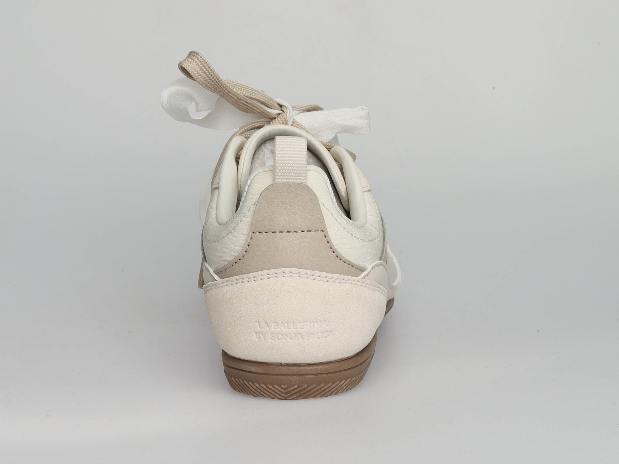 Premium Damen Sneaker – Nappaleder, Textil &amp; Veloursleder | LA BALLERINA | UP25AS039-BEIGE-TOP