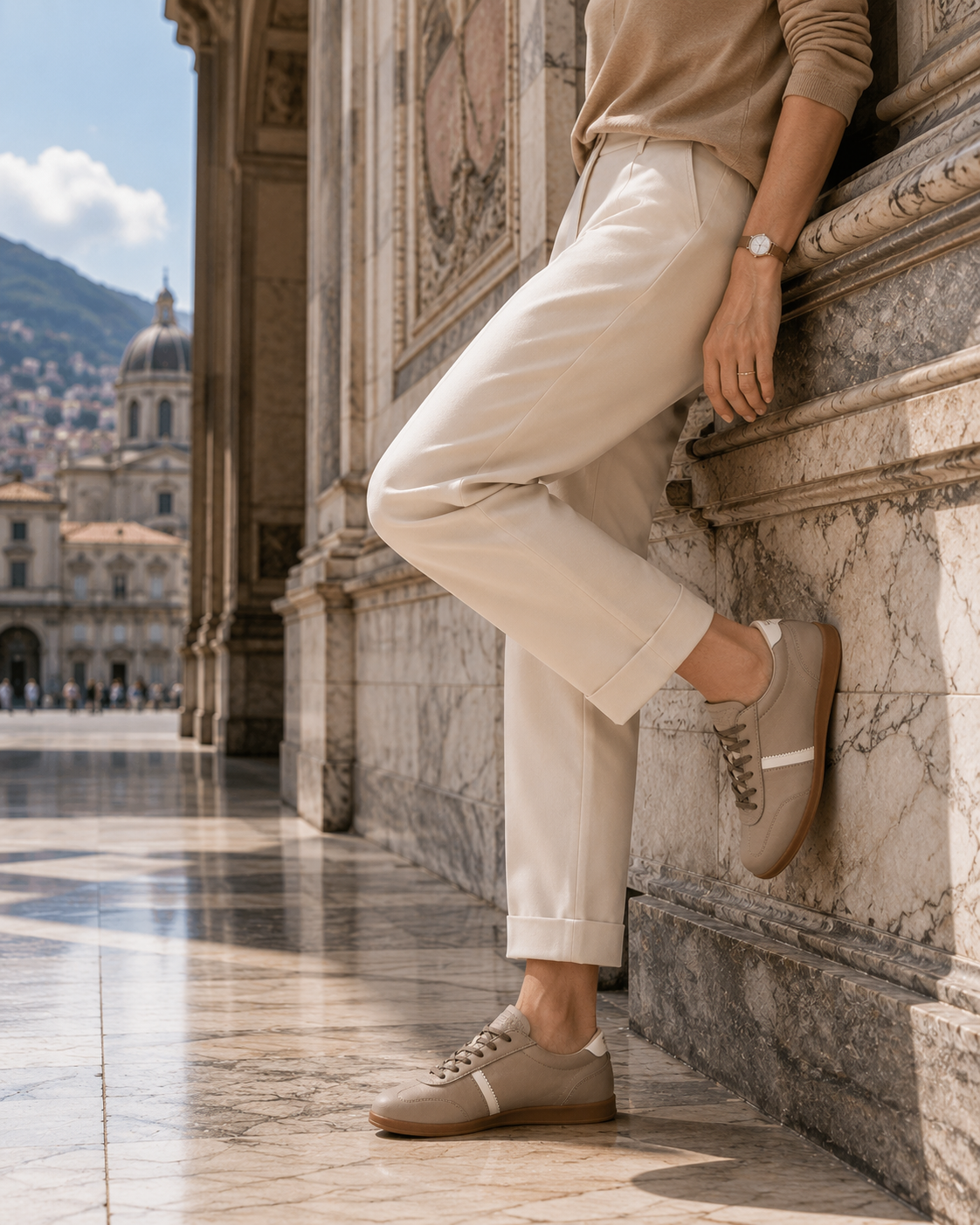 Premium Damen Sneaker Taupe – Leder | LA BALLERINA UP26AS017-top-441 - La Ballerina
