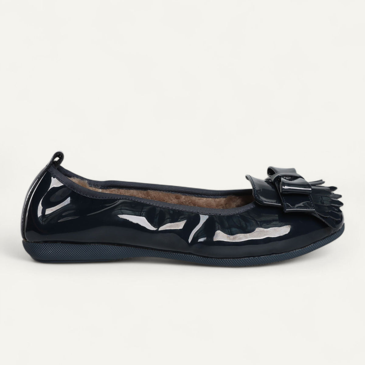 CAMBIO Winter women’s ballet flats in patent leather — Blue, lambskin lining – V2-118