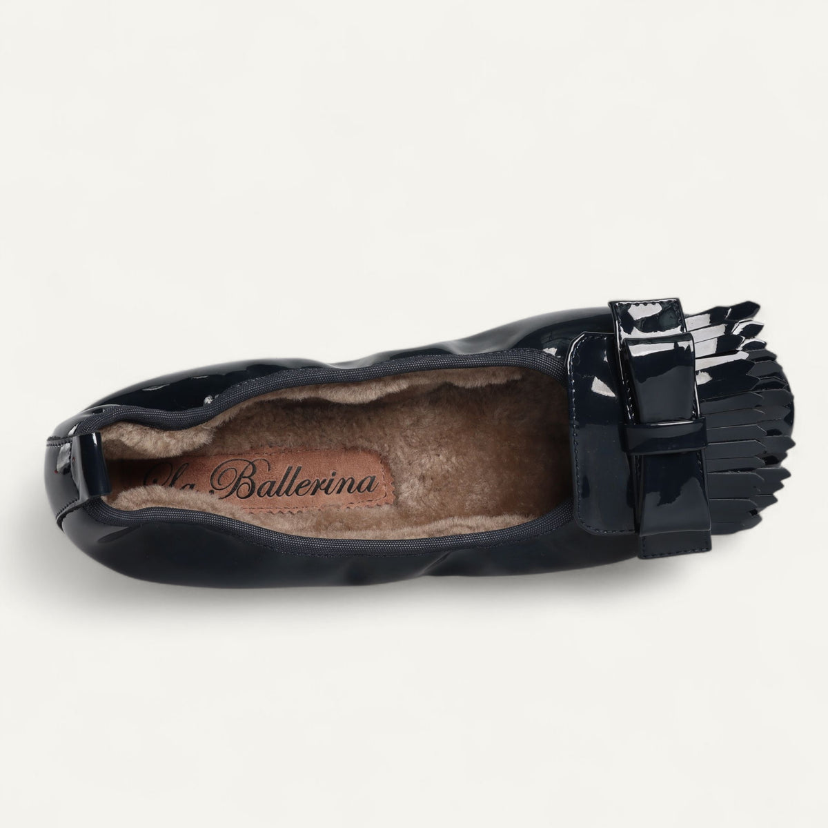 CAMBIO Winter women’s ballet flats in patent leather — Blue, lambskin lining – V2-118