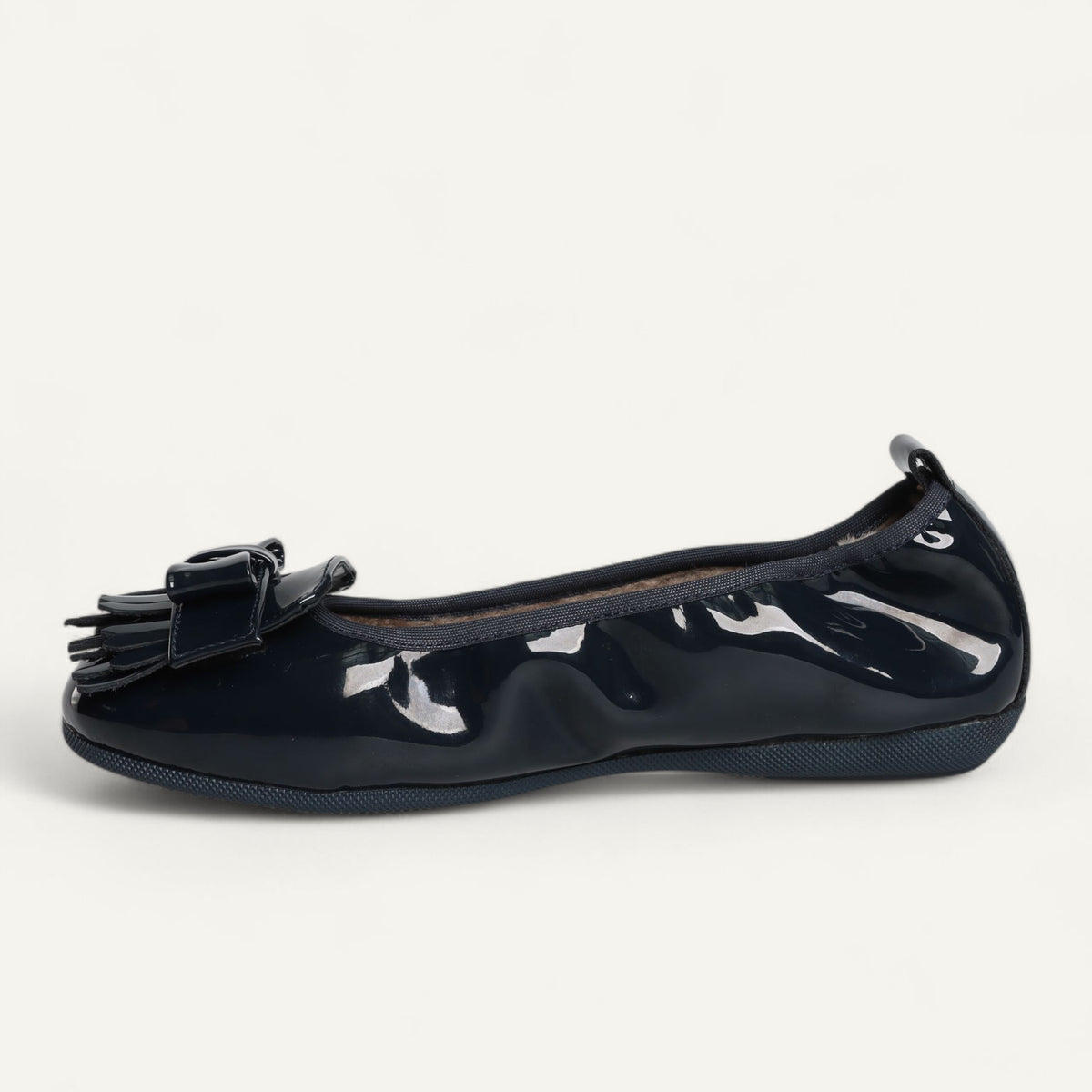 CAMBIO Winter women’s ballet flats in patent leather — Blue, lambskin lining – V2-118