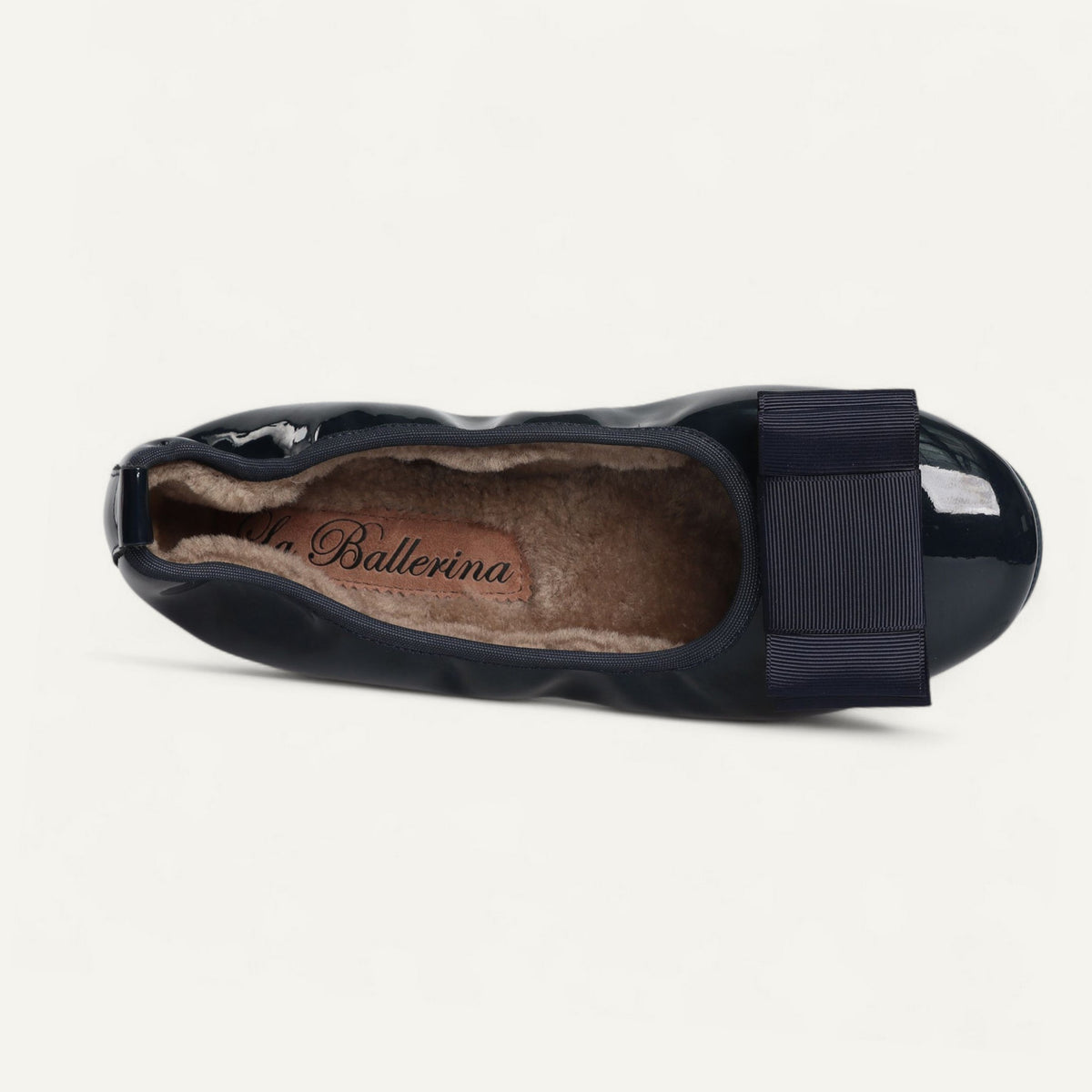 CAMBIO Winter women’s ballet flats in patent leather — Blue, lambskin lining – V2-118