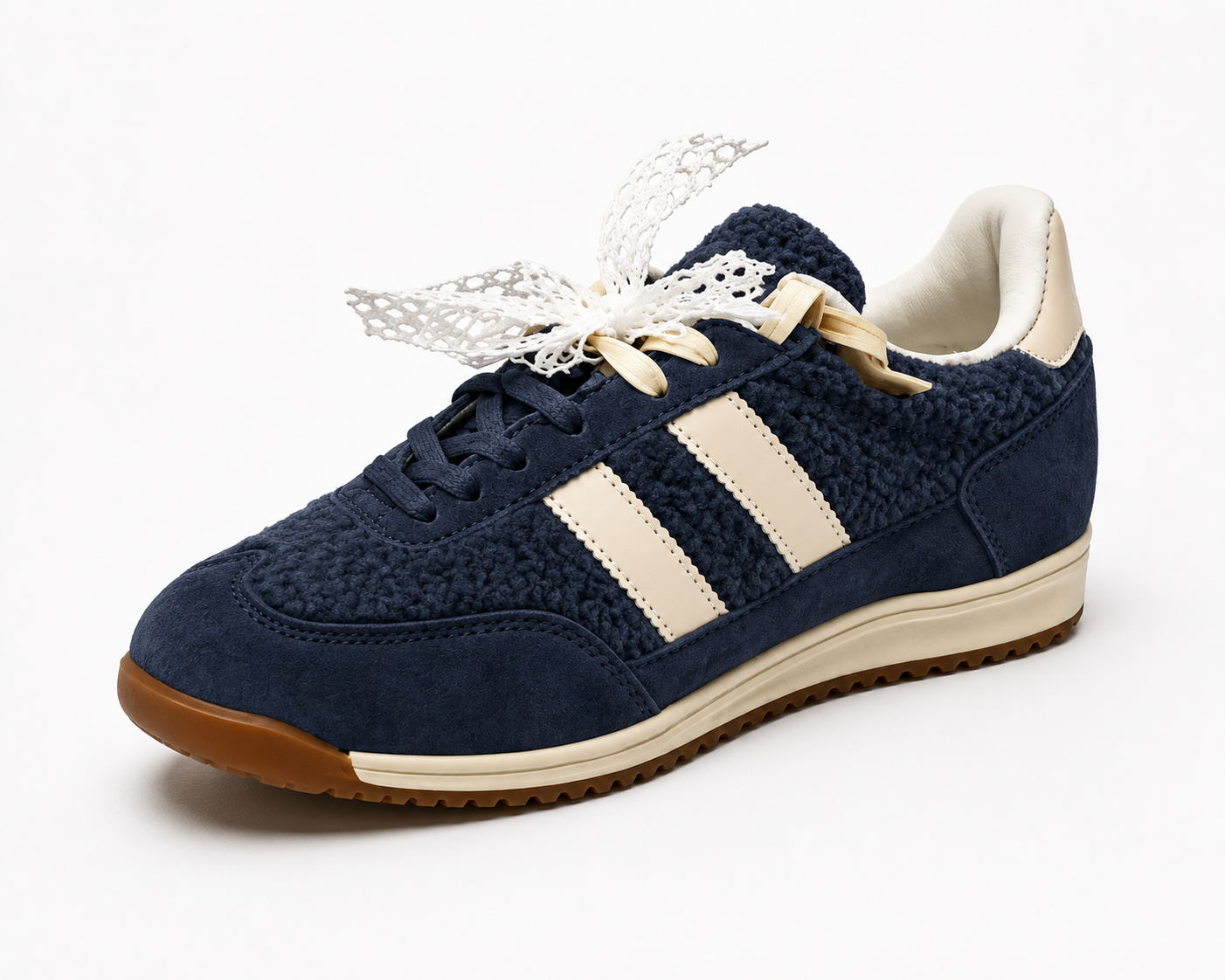 Damen Sneaker Navy / Creme aus Veloursleder Sneaker