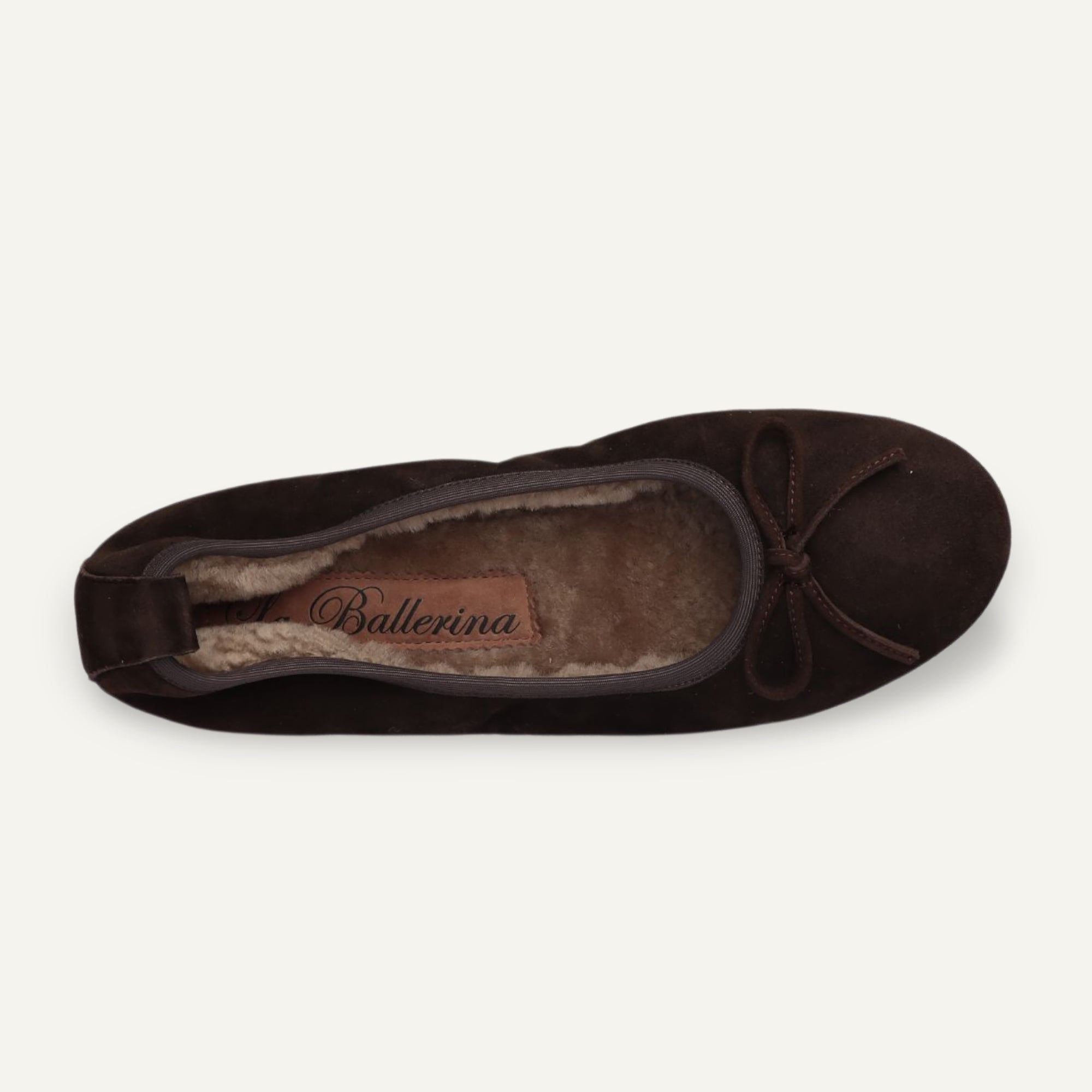 BASIC Winter Damen-Ballerinas aus Veloursleder in Braun mit Lammfell BASIC Ballerinas