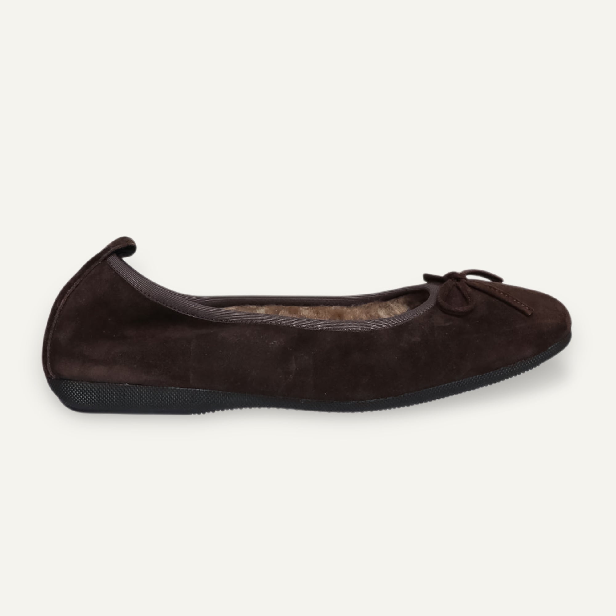 BASIC Winter Damen-Ballerinas aus Veloursleder in Braun mit Lammfell BASIC Ballerinas