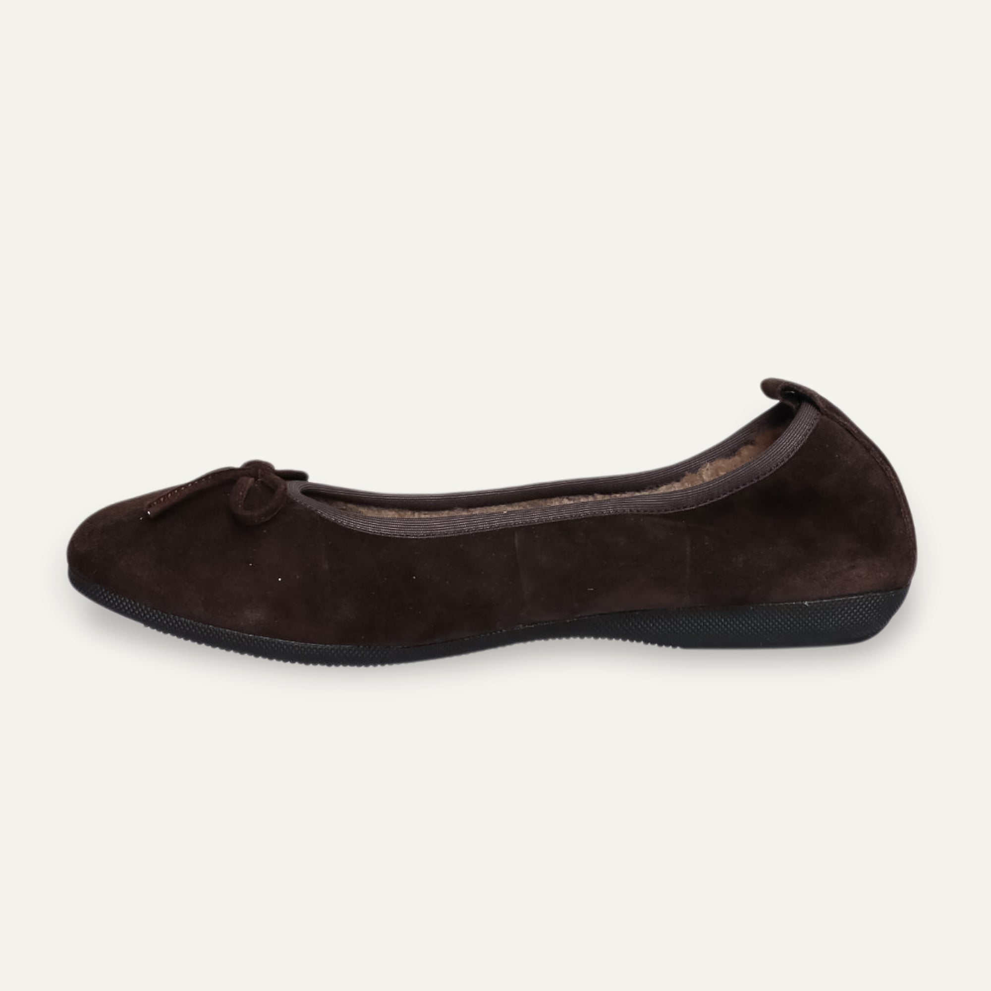 BASIC Winter Damen-Ballerinas aus Veloursleder in Braun mit Lammfell BASIC Ballerinas