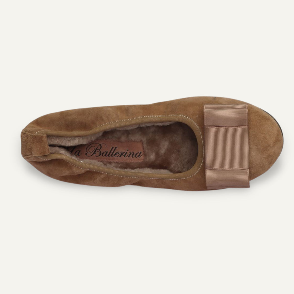 CAMBIO Winter women’s ballet flats in suede — Taupe, lambskin lining – C108-236