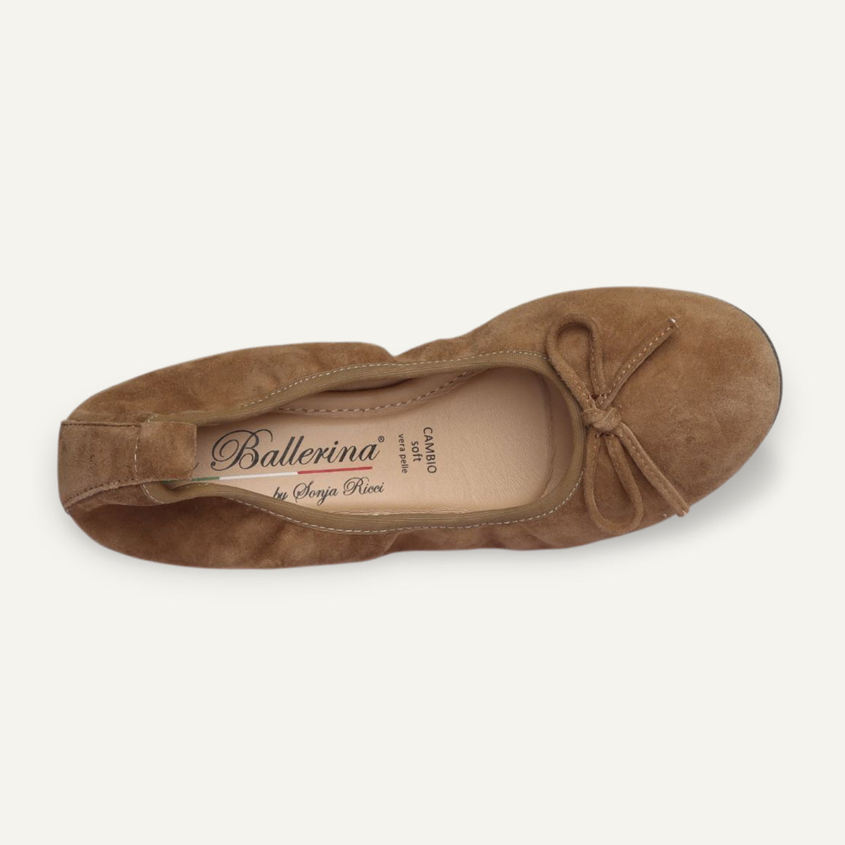 BASIC Damen-Ballerinas aus Veloursleder in Taupe – C108-236 BASIC Ballerinas