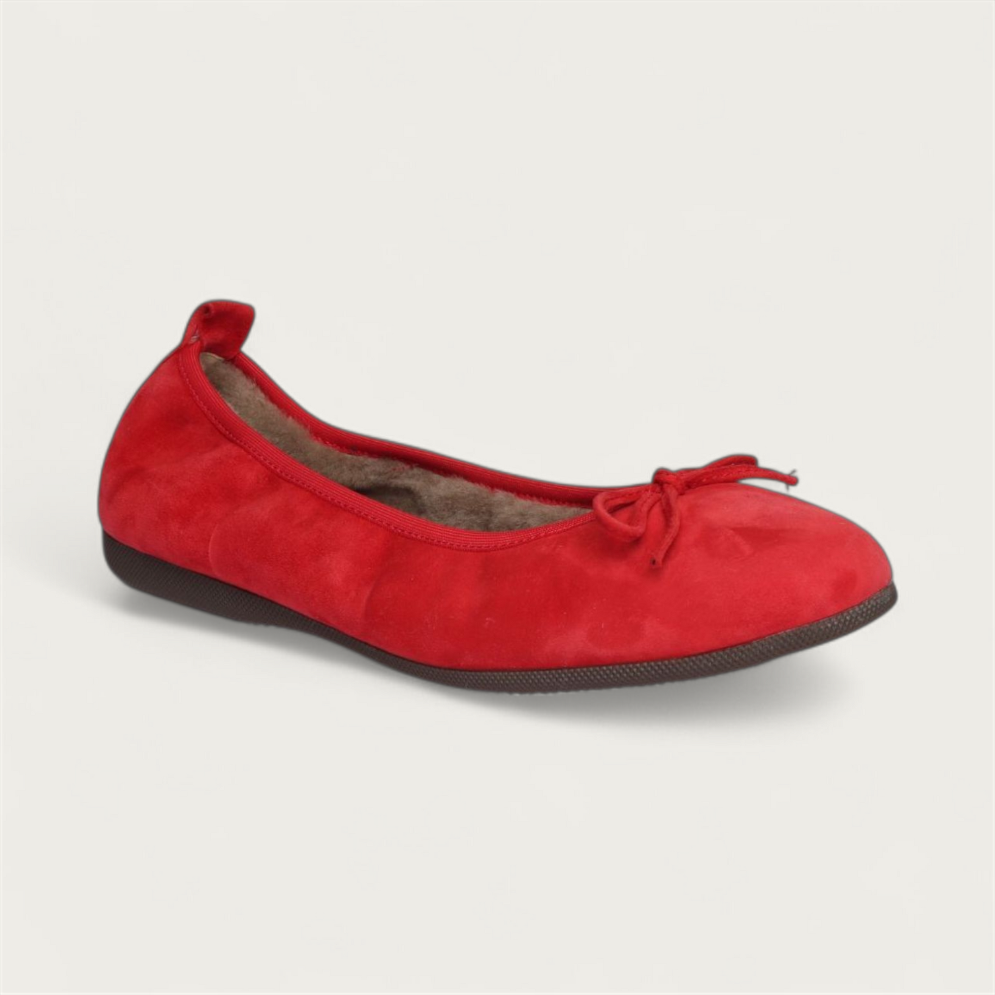 BASIC Winter Damen-Ballerinas aus Veloursleder in Rot mit Lammfell – C11300-067 BASIC Winter Ballerinas