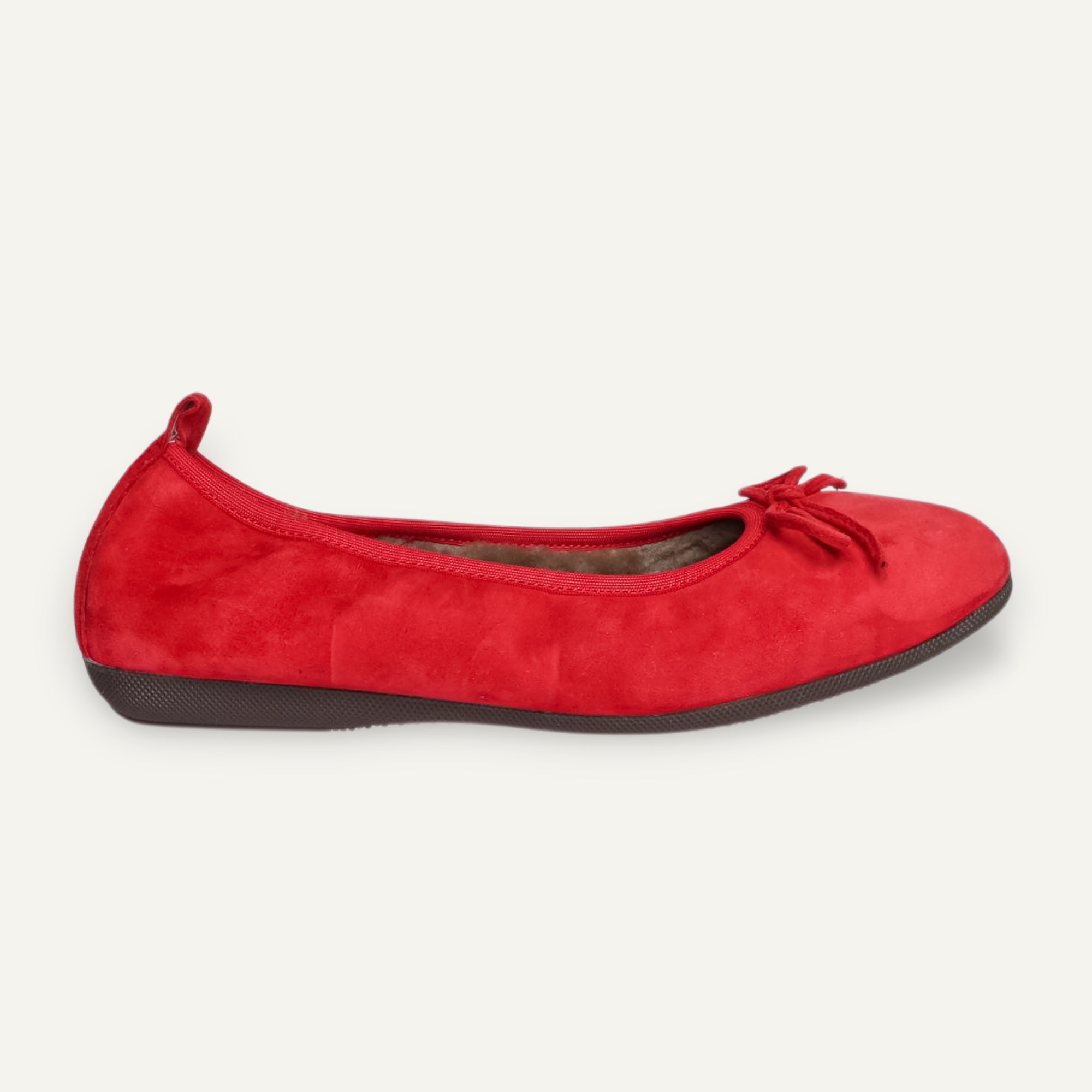 BASIC Winter Damen-Ballerinas aus Veloursleder in Rot mit Lammfell – C11300-067 BASIC Winter Ballerinas