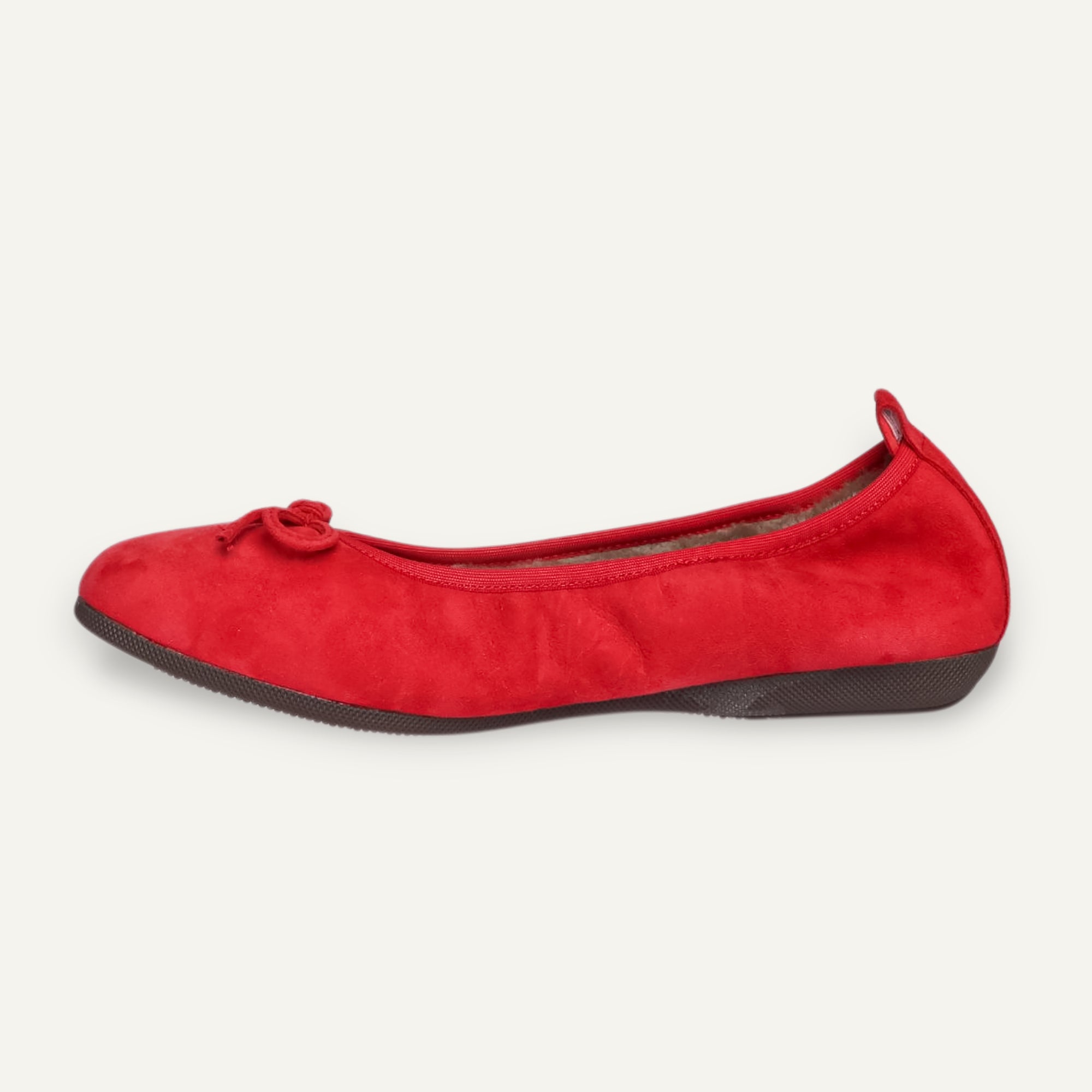 BASIC Winter Damen-Ballerinas aus Veloursleder in Rot mit Lammfell – C11300-067 BASIC Winter Ballerinas